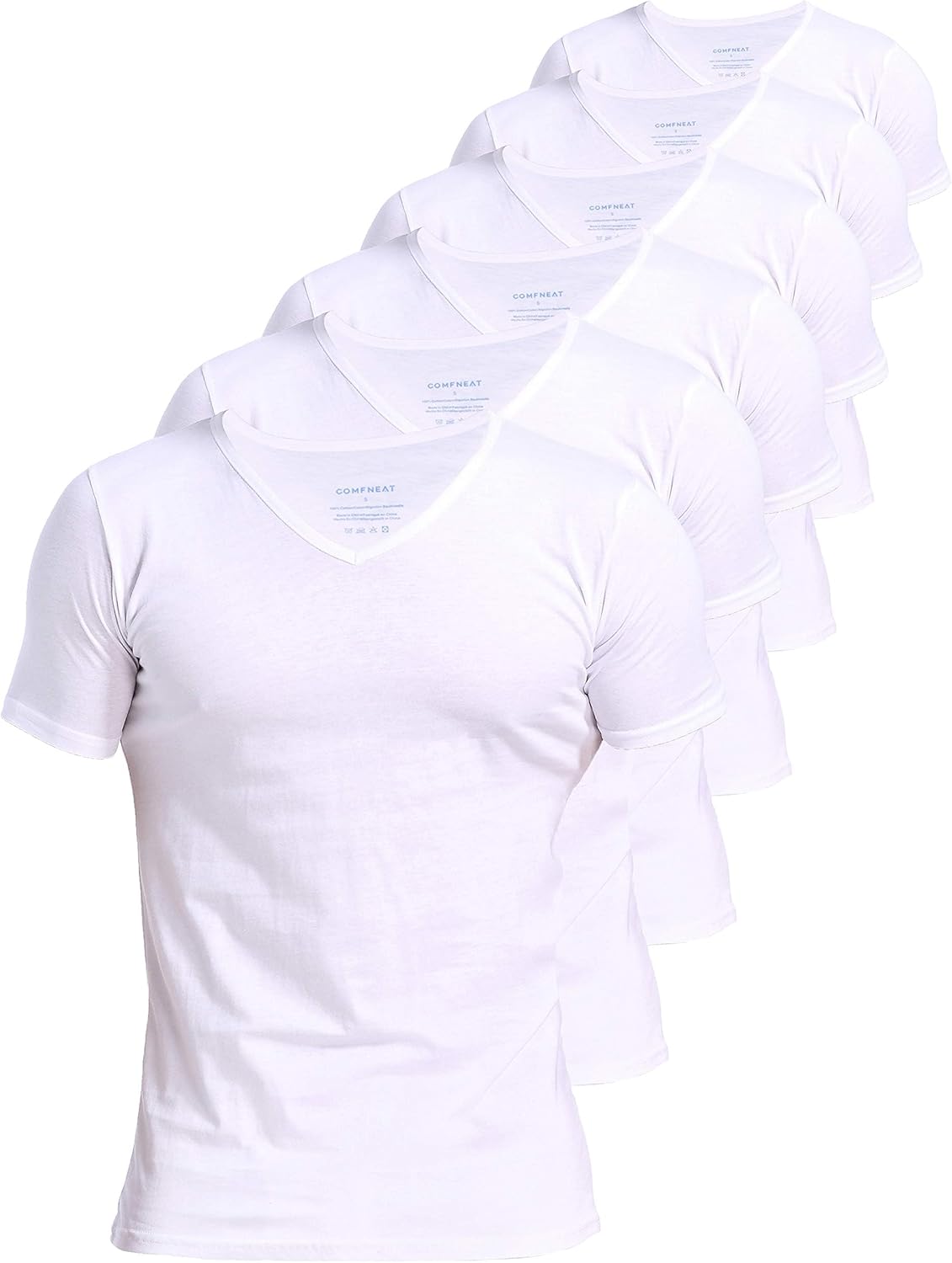 Comfneat Men's Undershirts 100 Percent Cotton Underclothing Comfy V-Neck T-Shirts (4-Pack/6-Pack)