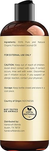 Miniatura 3 de Handcraft Blends Aceite de coco fraccionado orgánico, 8 onzas líquidas, 100% puro y natural, aceite de grado prémium para piel y cabello, aceite