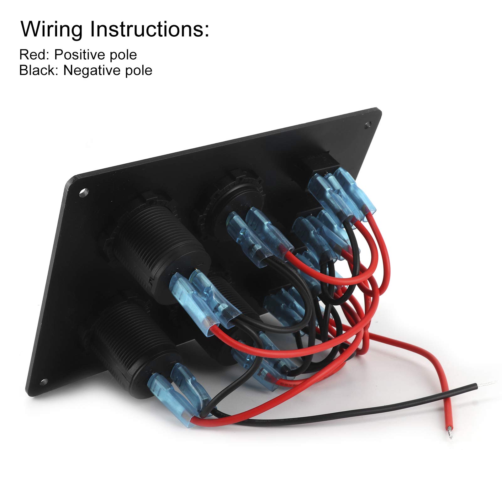 aqxreight - Pannello Interruttori a Bilanciere, Presa 12V Display Tensione Doppia Porta USB Pannello Interruttori a Bilanciere Impermeabile 4 Gang per