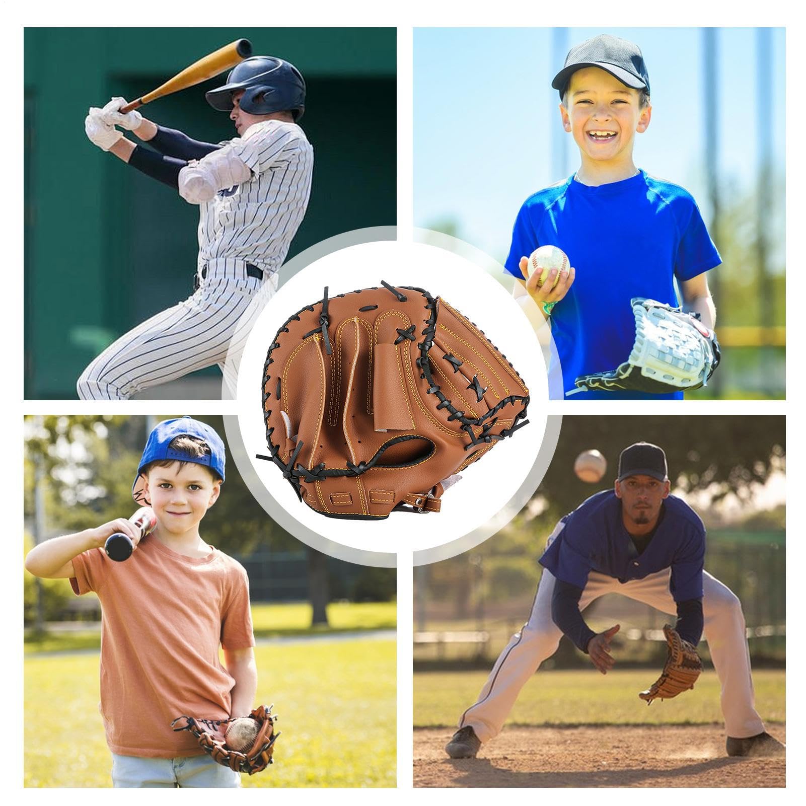Mitaine de Receveur de Baseball, Gants de Softball,Softball Catcher Épaissir Mitaine de Baseball - Mitaine de Receveur Confortable, Gants de Terrain de Baseball et de Softball pour Hommes, Gants de
