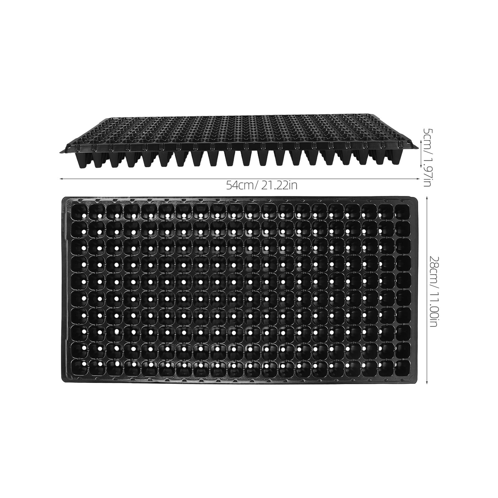 Bandeja de Germinación de PVC Negra 10 Piezas, 200 Celdas | Diseño de Agujeros, 120g de Peso, Uso Profesional y Jardinería Doméstica