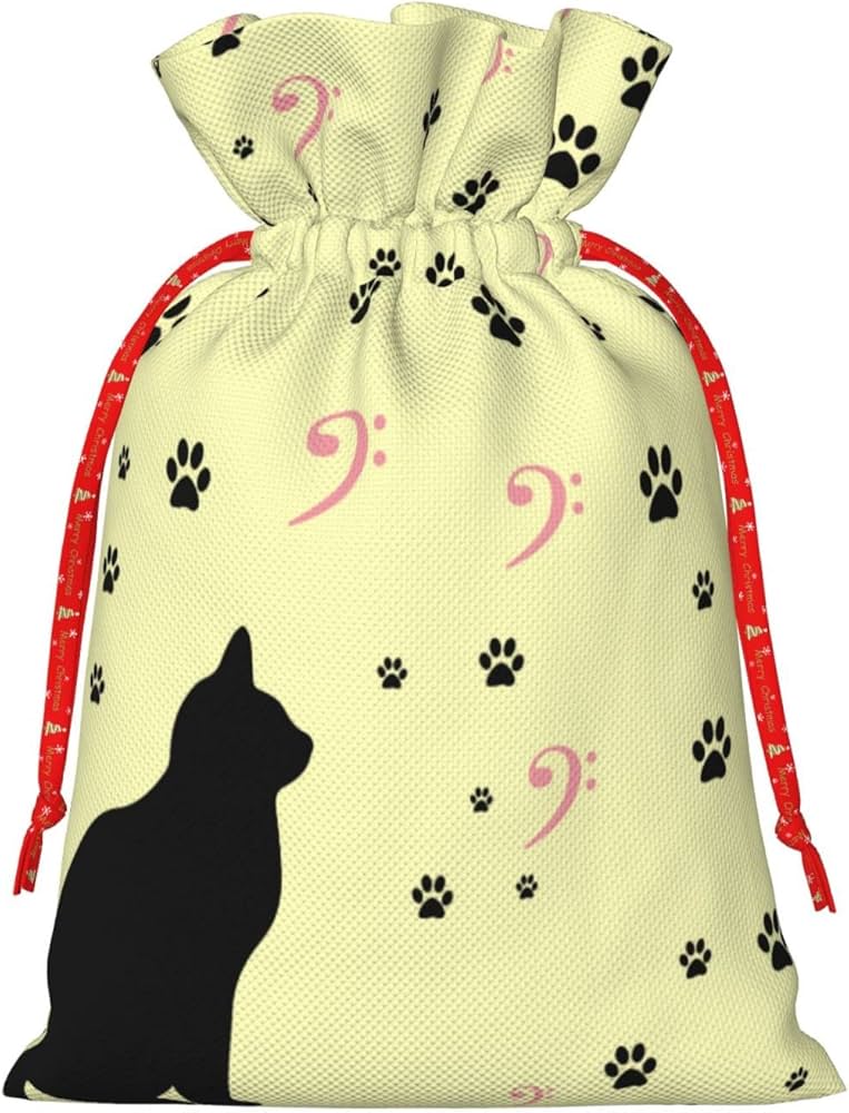 Amazon | 麻布袋 巾着袋 ラッピング袋 ネコ 猫柄 黒猫