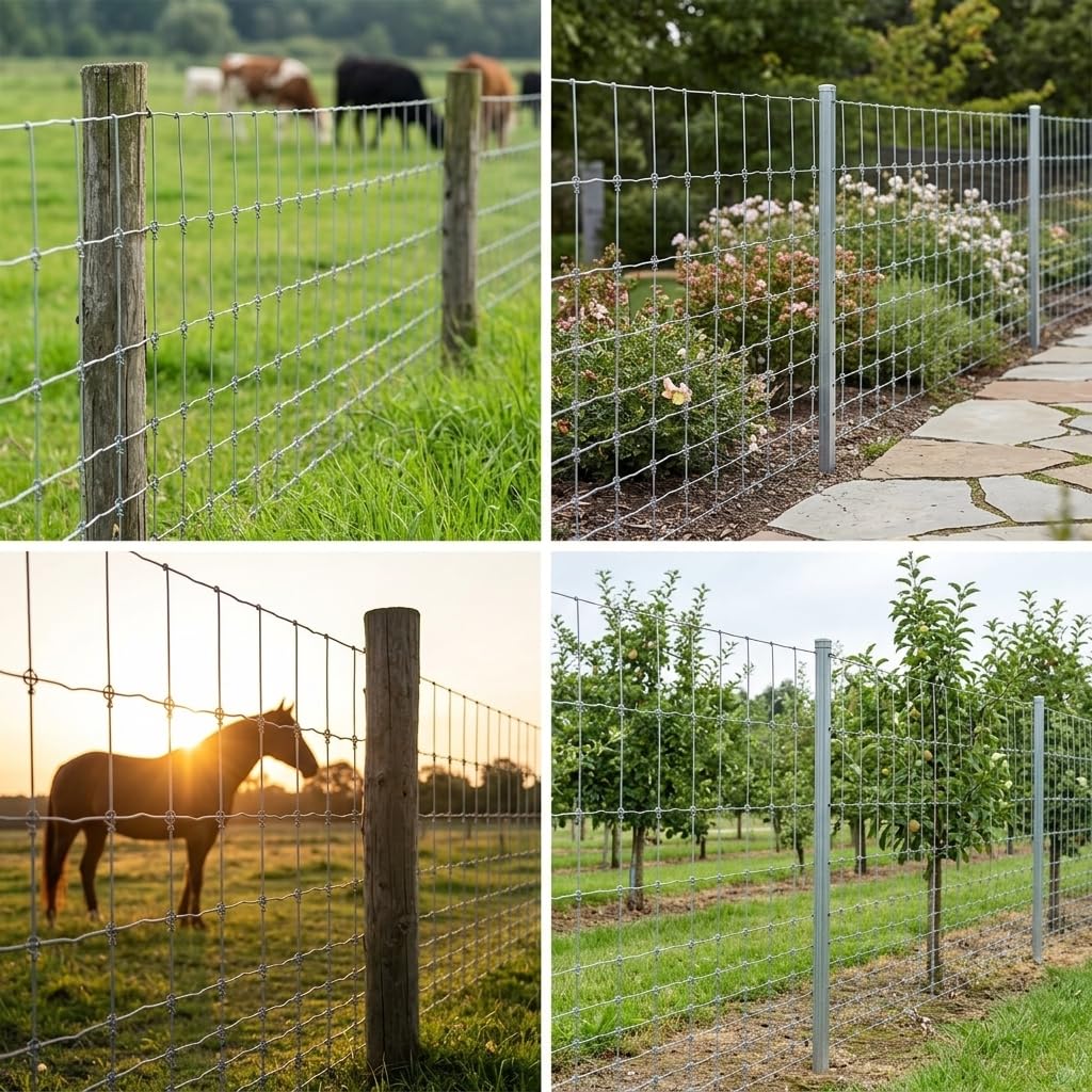 Malla Ganadera Anudada, Cerca Plastificada, Valla Metálica Acero, Red Pastoral para Fincas, 1.5 * 50m