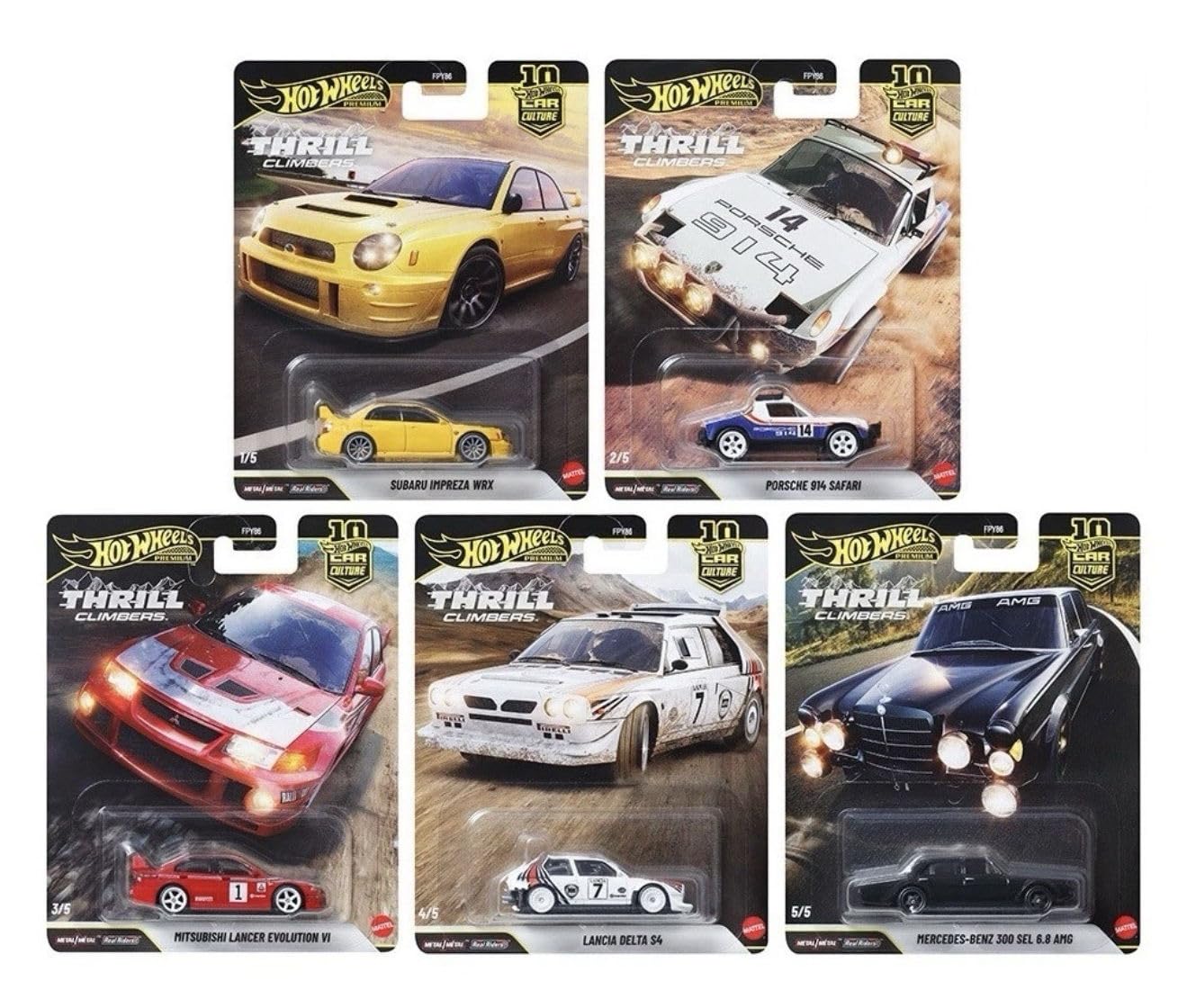 5台セット　ホットウィール　THRILL CLIMBERS　スリルクライマーズ Hot Wheels Premium Thrill Climbers 5-Car Set, Car Culture, Die