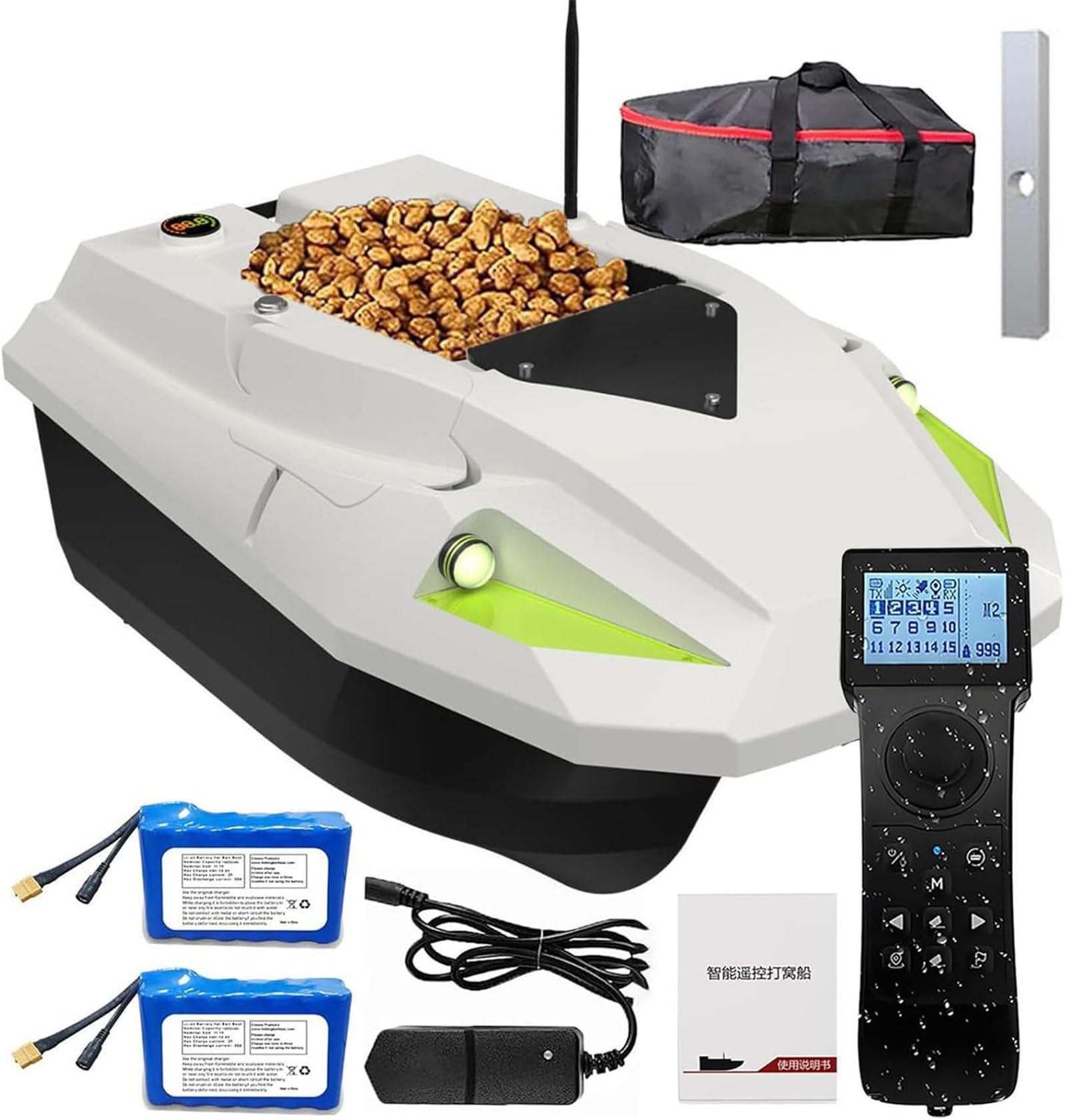 CYMYYDS Fishing Bait Boat,Smart RC Bait Boats Speedboat with GPS Navigation, 500m Range, Night Fishing Lights, Speed Adjustable,100-point Positioning,4.4lbs Loading, for Bait and Hook Delivery