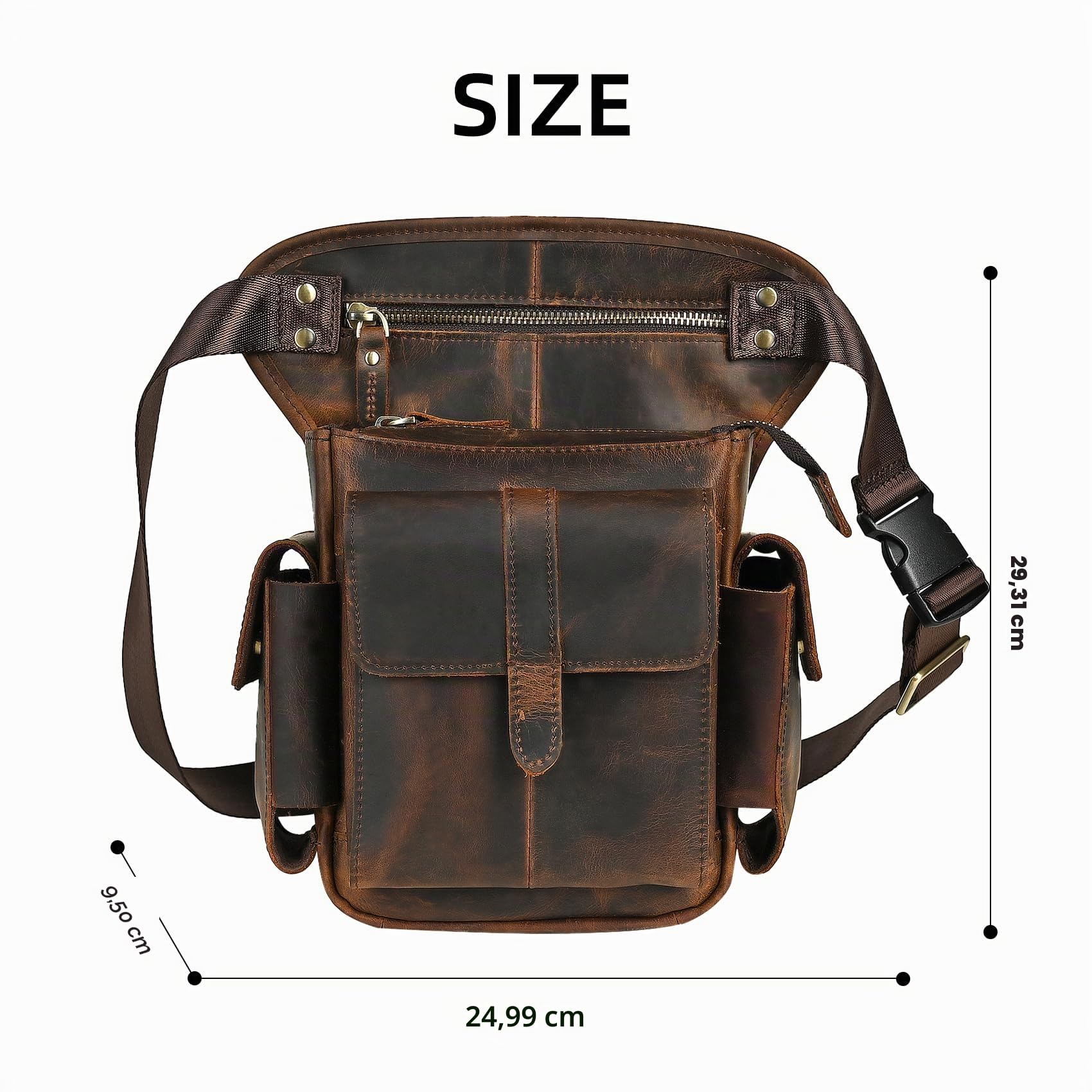 Tela Resistente All'acqua + Vera Pelle Moto Equitazione Travel Coscia Borsa per Gambe Marsupio in Vita Per Gli Uomini Donne 913-5
