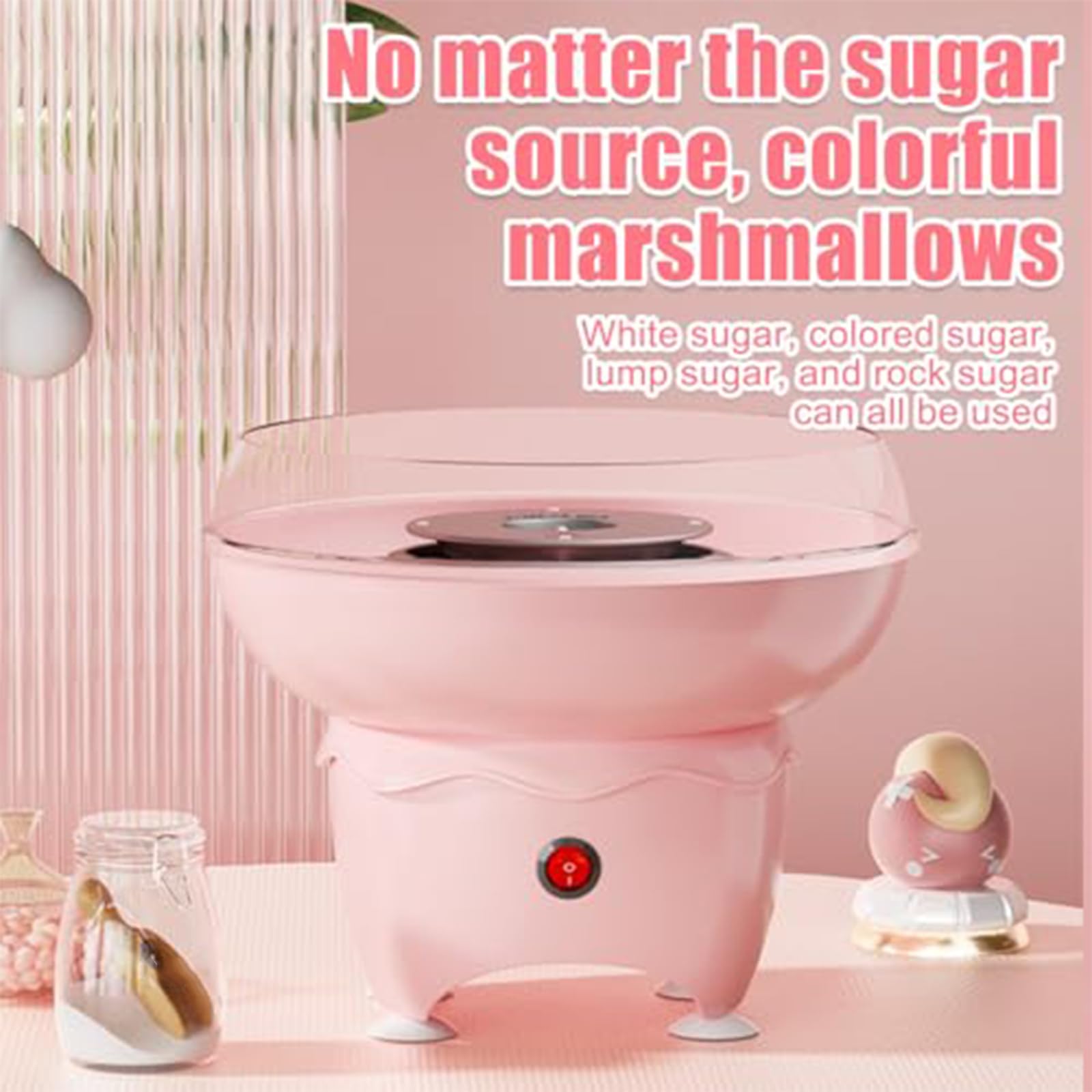 Máquina De Algodón De Azúcar, Máquina Eléctrica De Algodón De Azúcar De 400 W con Azúcar Sale En 3s, 267 MM De Diámetro Grande, Mini Fabricantes De Hilo Dental para El Hogar, Fiesta, Regalo Pink
