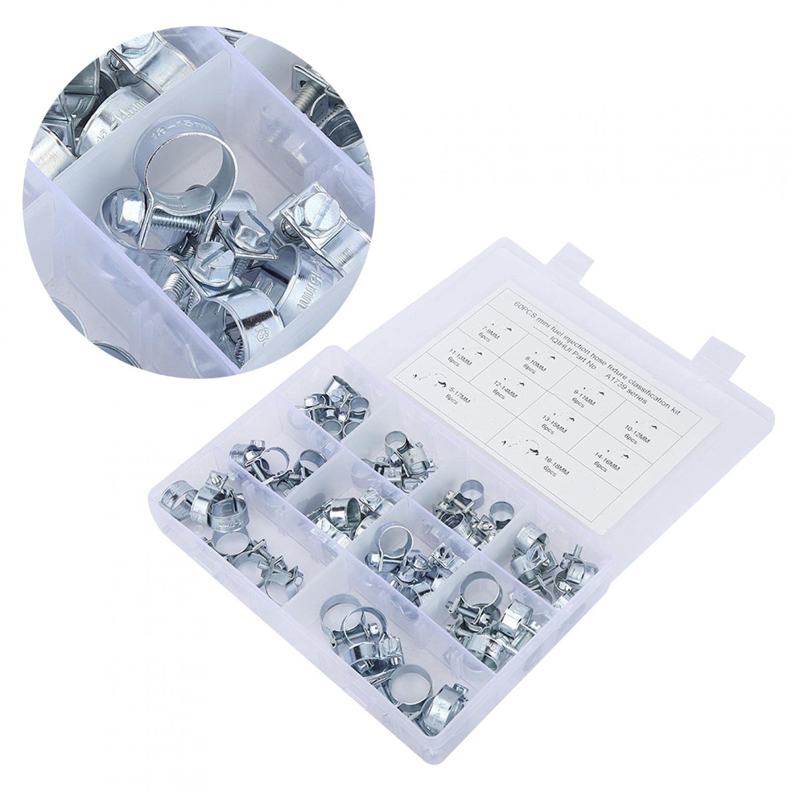 ICEBLUEOR Schlauchschellen-Set 135 Stück | Verzinkt, Für Schläuche 8–18 Mm – Kraftstoff, Wasser, Luft
