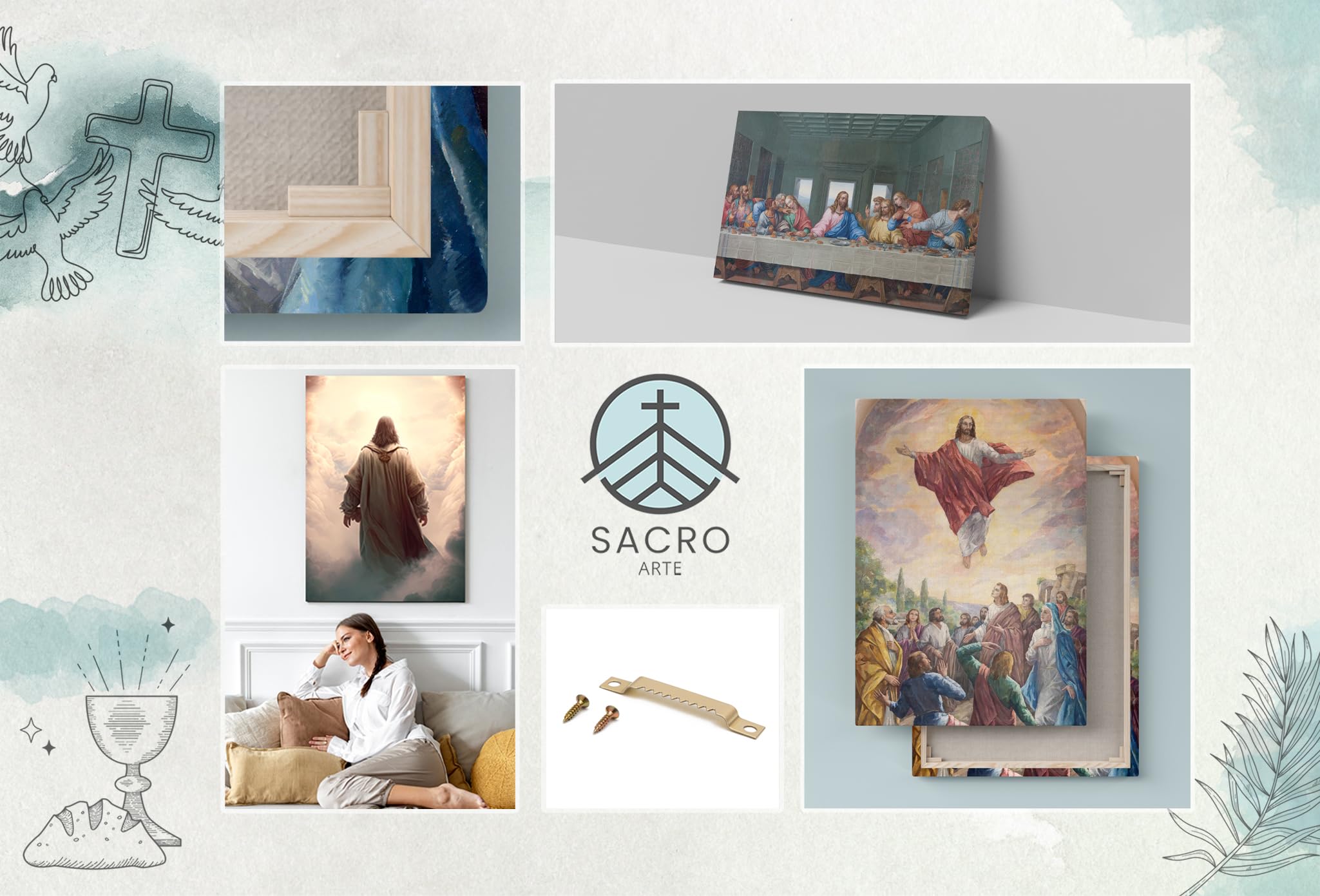 Sacroarte 100x50cm Decoracion de Pared imagen en la lona Arte Mural Pintura de Jesús Imagen - Testi religiosi dalle Sacre Scritture