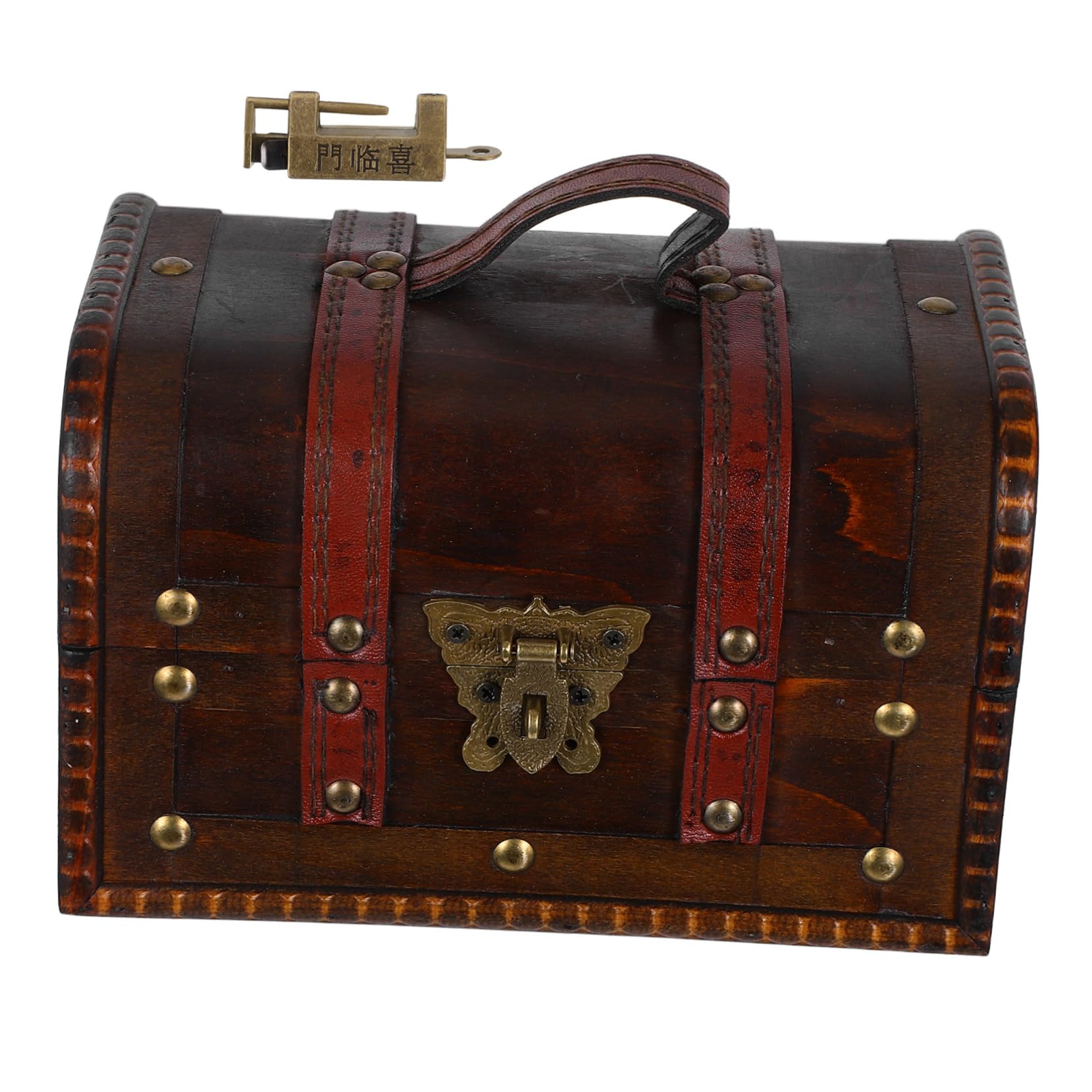 Cabilock Antique Stash Organizer with Lock Decorative Keepsake Case for Home Decor Rustic Storage Dark Brown