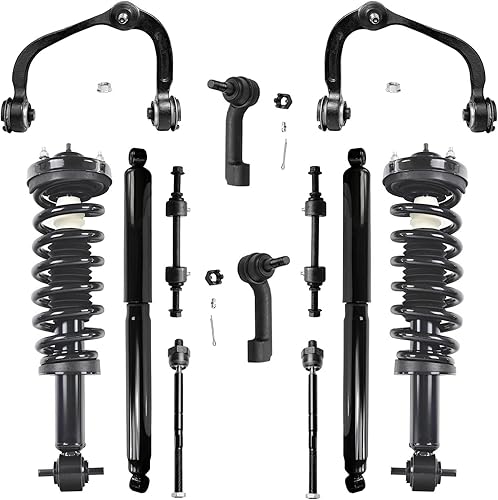 Detroit Axle - Kit de suspensión de 12 piezas para Ford F-150 2015 2016 2017, 2 puntales listos, 2 amortiguadores traseros, 2 brazos de control