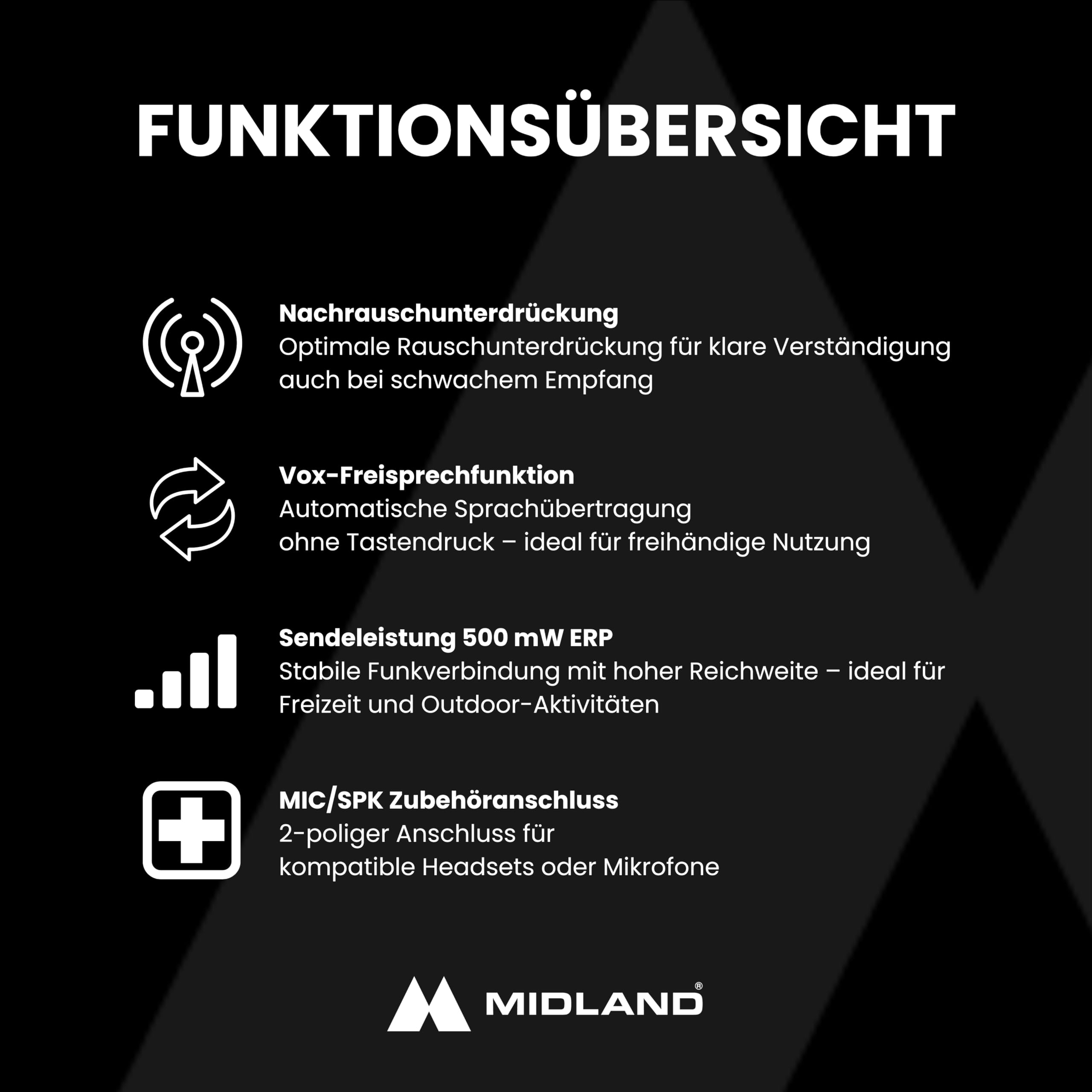 Midland XT30 PMR-Funkgerät mit Akku & Ladekabel, 6 km Reichweite, 16 Kanäle, VOX-Funktion, Walkie Talkies mit hervorragender Sprachqualität, Paar, grün