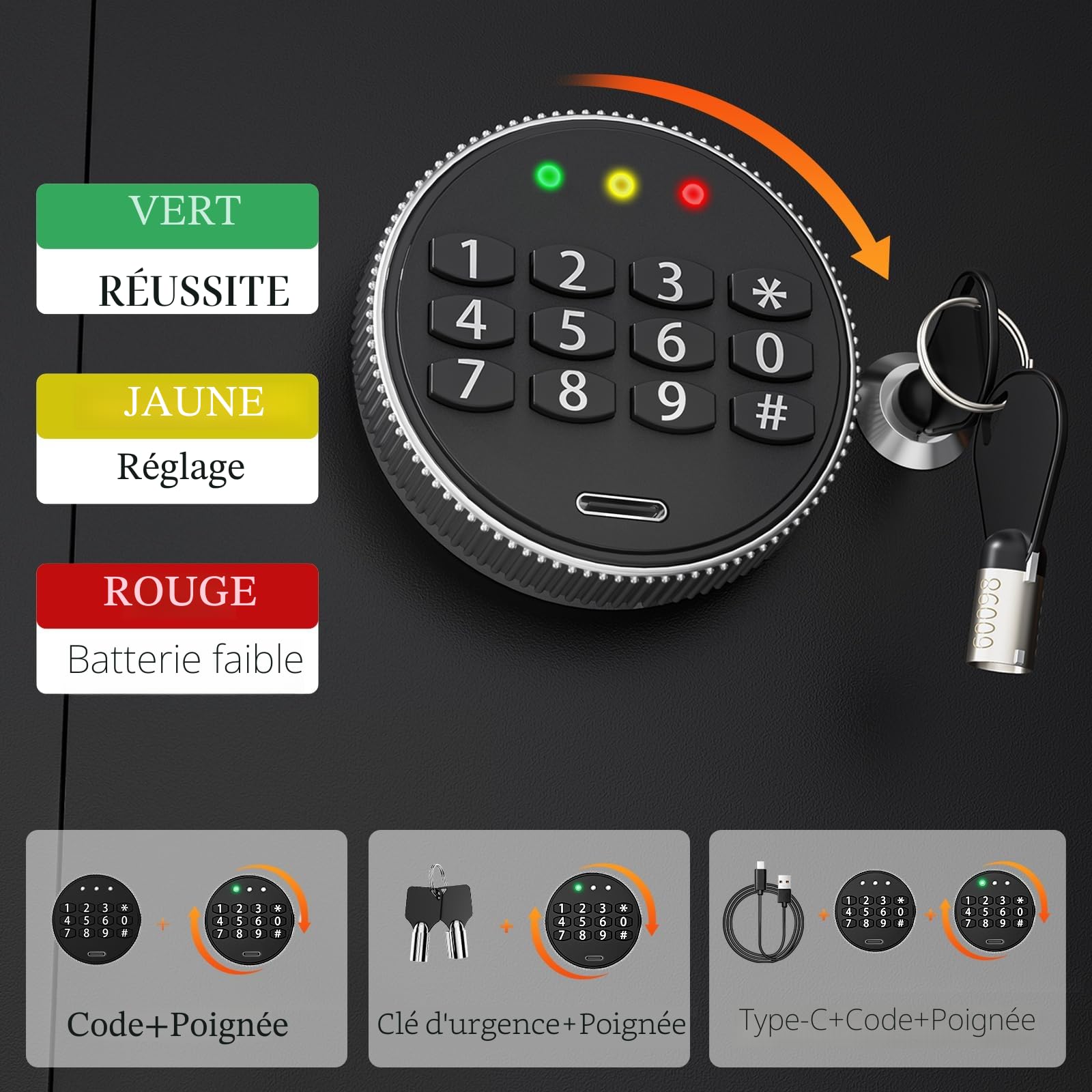 WASJOYE 25L Coffre-Fort Numérique, Coffre-Fort à l'Argent avec Clavier Electronique, Armoire Safe de Sécurité avec Clés pour la Maison, le Bureau, l'Hôtel, les Bijoux, les Armes à Feu