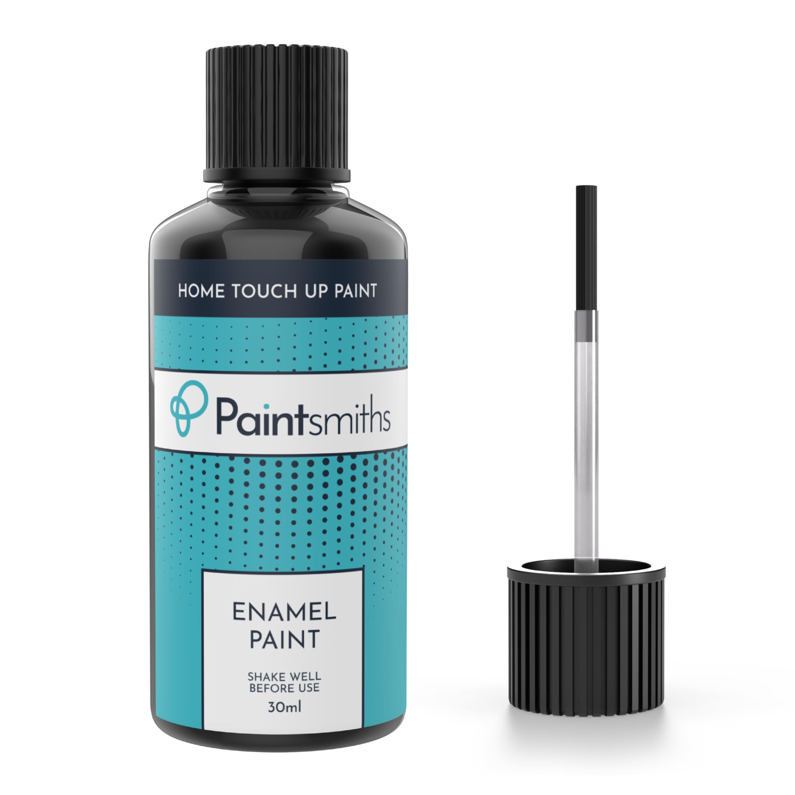 Paintsmiths Enamel Touch Up Paint – 30ml Enamel for Kitchen & Bathroom - Gloss Finish - Brush for Easy Application - Quick Drying - Chip & Scratch Repair for Radiators, Showers, Sinks (Black)