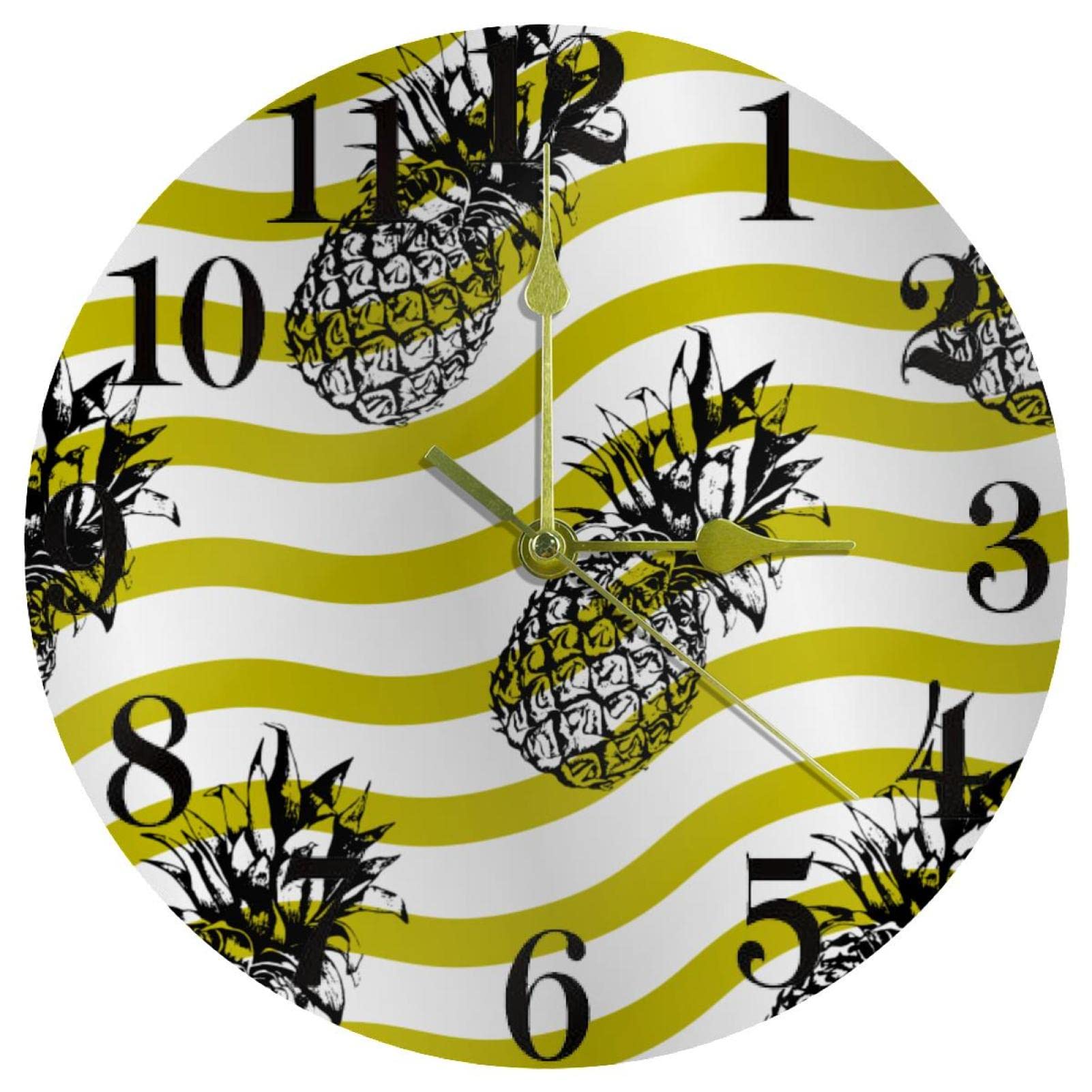 Horloge murale sans tic-tac jaune ananas silencieuse pour retrouver le sommeil