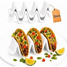 Ceramic Taco Holder Stand, 3-Slot Taco Server, Oven Safe, 2 Pack