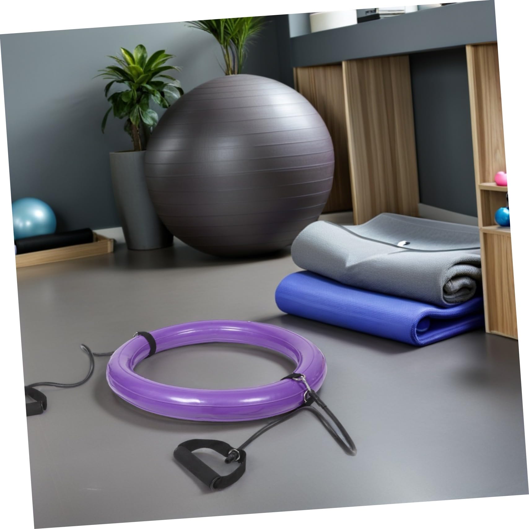 Base per Palla Yoga Antiscivolo 60cm in PVC Porpora | Anello Fisso con Maniglia, Struttura Ispessita, Supporto Stabile per Pratica Domestica e Attività Outdoor
