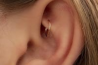 Vista 11 de Gold Hoop Earrings Silver Hoop Earrings - Hoop Earrings For Women Two Pcs Of Thin Gold Filled Sterling Silver Hoops, Helix Hoop, Tragus Ring