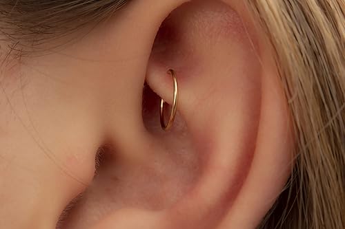 Miniatura 11 de Gold Hoop Earrings Silver Hoop Earrings - Hoop Earrings For Women Two Pcs Of Thin Gold Filled Sterling Silver Hoops, Helix Hoop, Tragus Ring