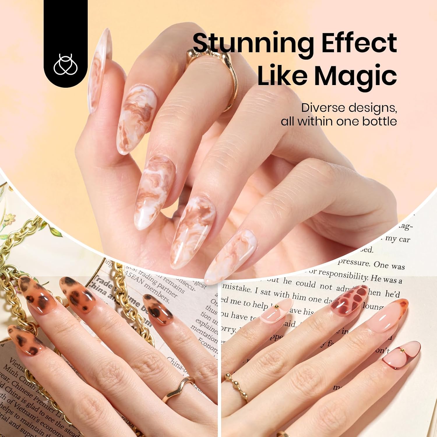 Beetles 2Pcs Blooming Gel for Nail Art, Watercolor & Marble Nail Gel, Aura Nails, Flower Blooming, Smoke, Tortoise Shell, Gradient Effect Gel Polish, UV LED Cured for DIY Salon Manicure
