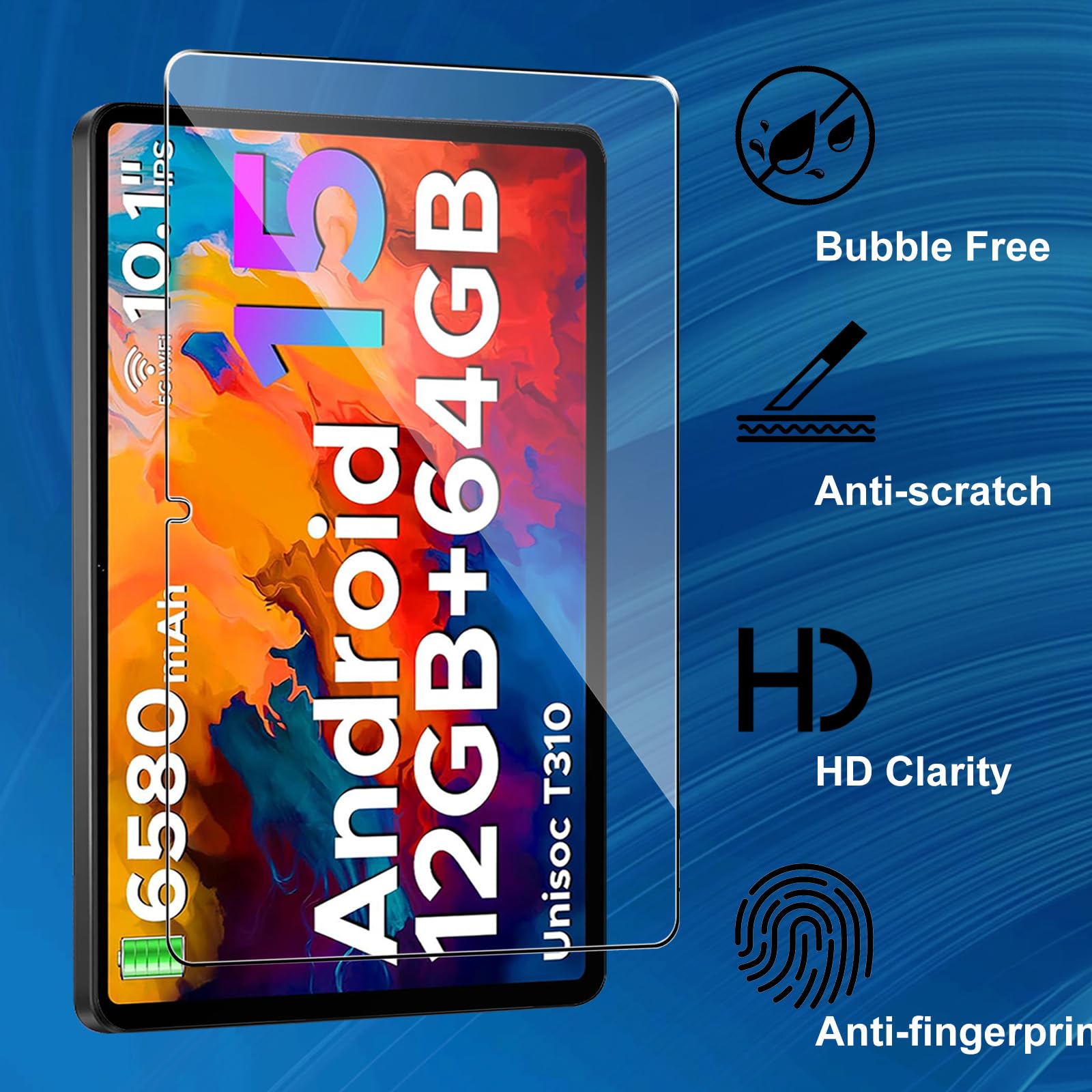 2er Pack Displayschutzfolie Für Doogee Tab A9/A9 Pro 10 Zoll - 9H Gehärtetes Glas, Anti-Kratzer & Fingerabdruck