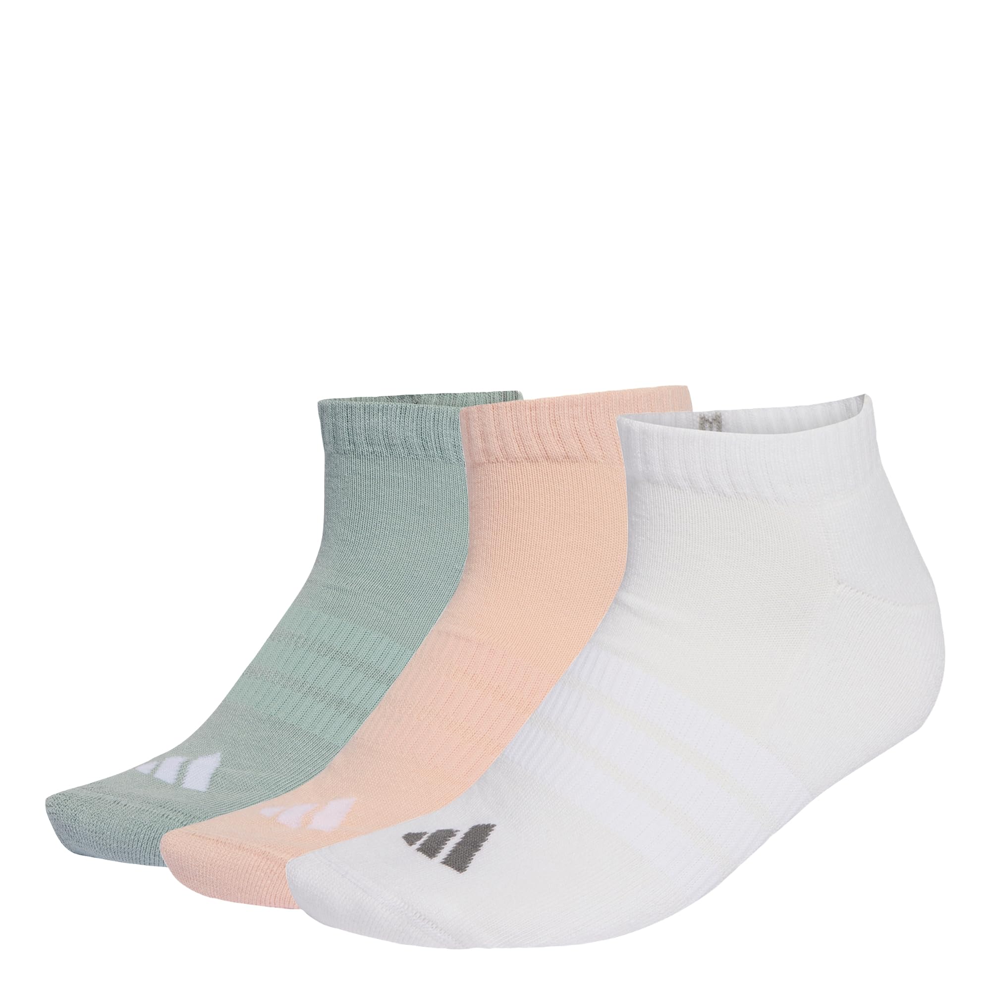 adidas Unisex CUSHIONED ESSENTIALS LOW CUT SOCKS 3 PAIR PACK, blush pink/white/Wonder Sage, 13-14.5