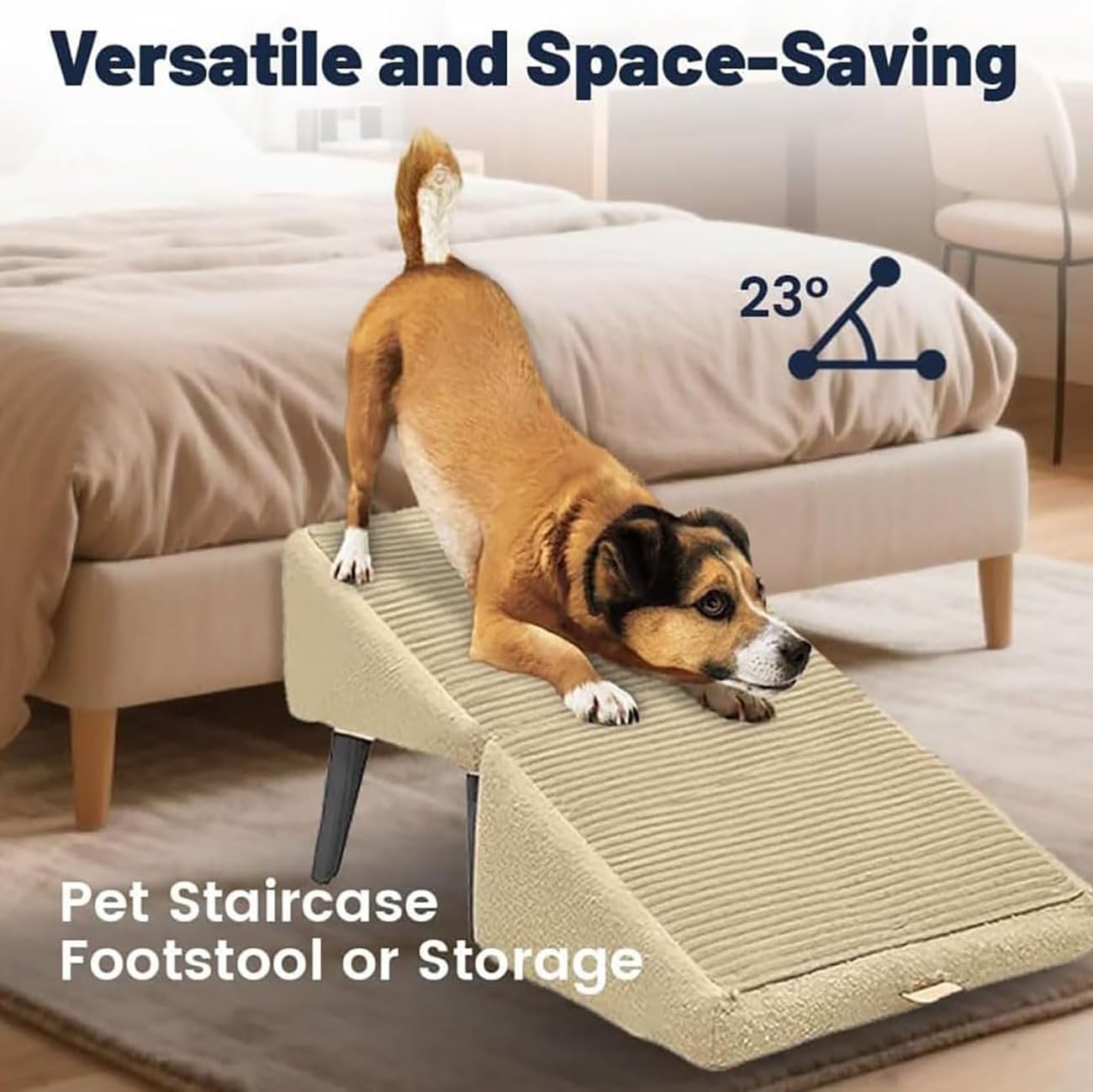 Dog Ramp Ottoman, Split Ottoman Dog Ramp, 2-in-1 Folding Pet Stairs for Large Dogs, Multi-Functional Storage Footrest, Lightweight Dog Couch Ramp Porch Steps Gray,30x30x20cm