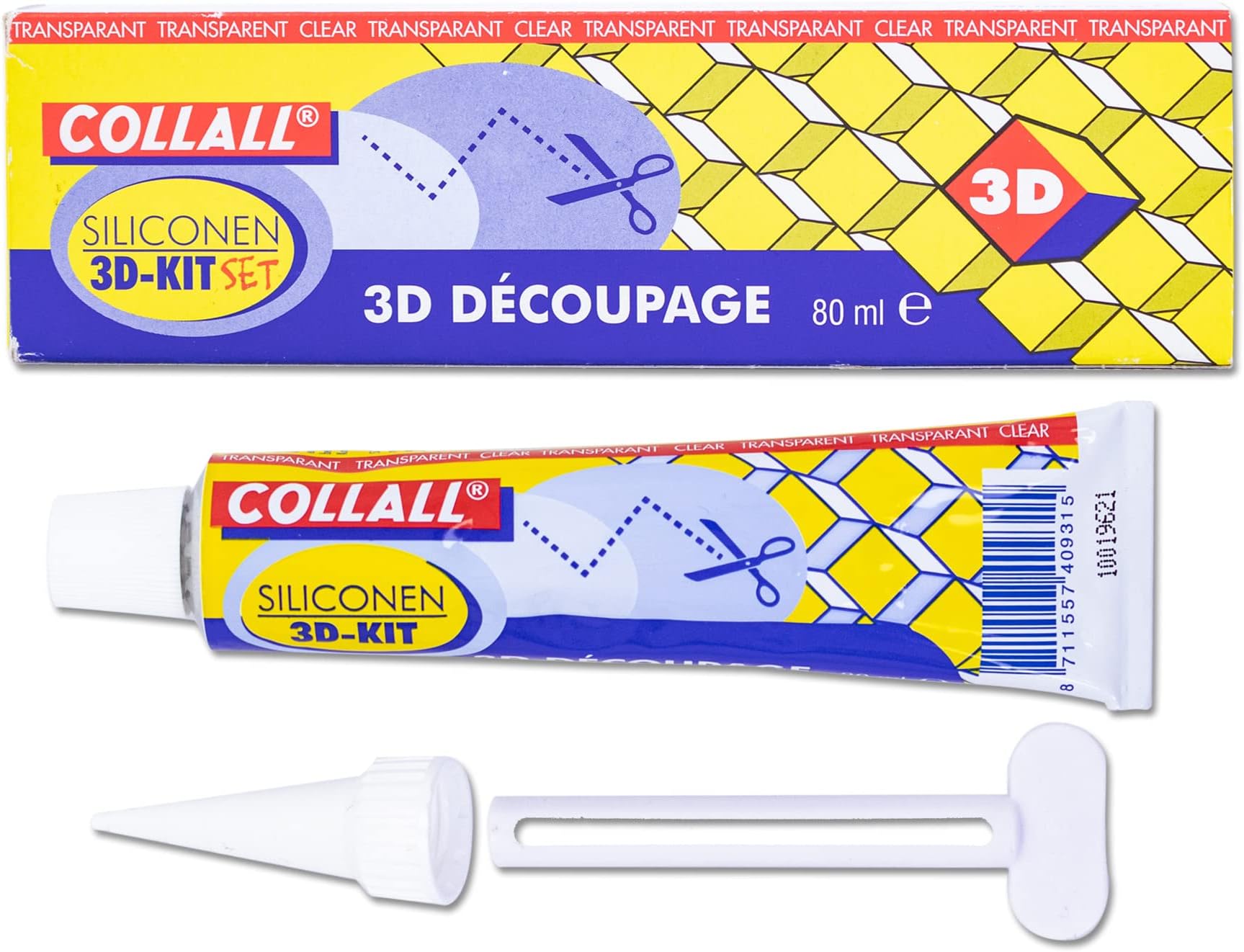 CollAll Silicon 1 Tube Including Tools, Transparent, 80 Milliliter