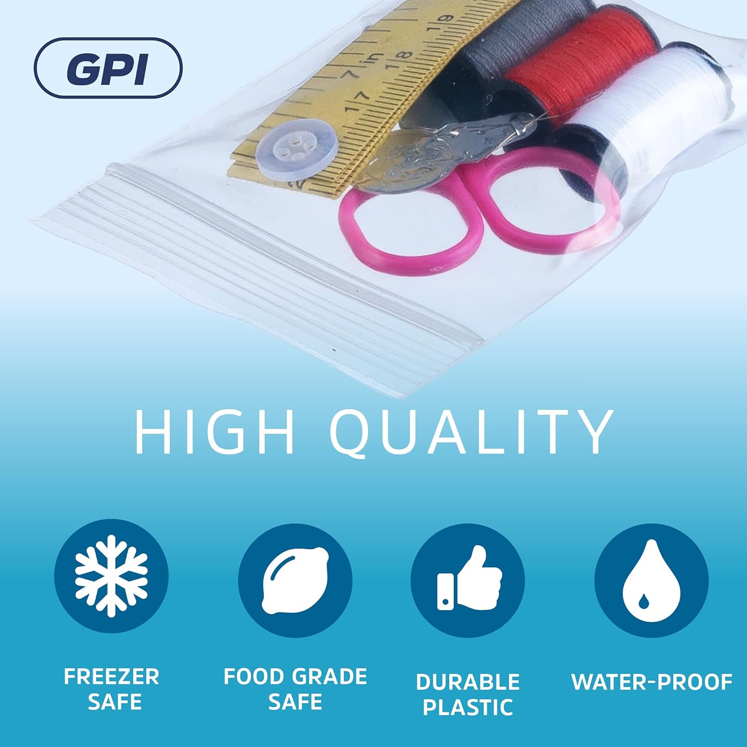 GPI - 4" X 6" Clear Plastic Zip Bags, 1000 Count, Heavy-Duty 4 Mil Thick Durable Poly Baggies With Resealable Zipper Lock, Hang-Hole For Display.