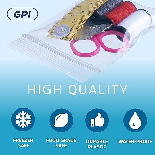 Vista 22 de GPI - 1000 bolsas con cremallera de 6 x 4 pulgadas, resistentes de 0.157 in de grosor, bolsas de polietileno transparentes con cierre resellable
