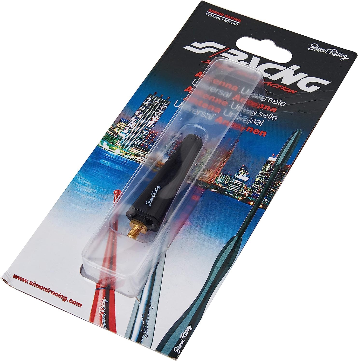 Simoni Racing ASR/19N Antenna Corta, Radio 6 cm, Mini FM/AM/DAB per Auto, Nero