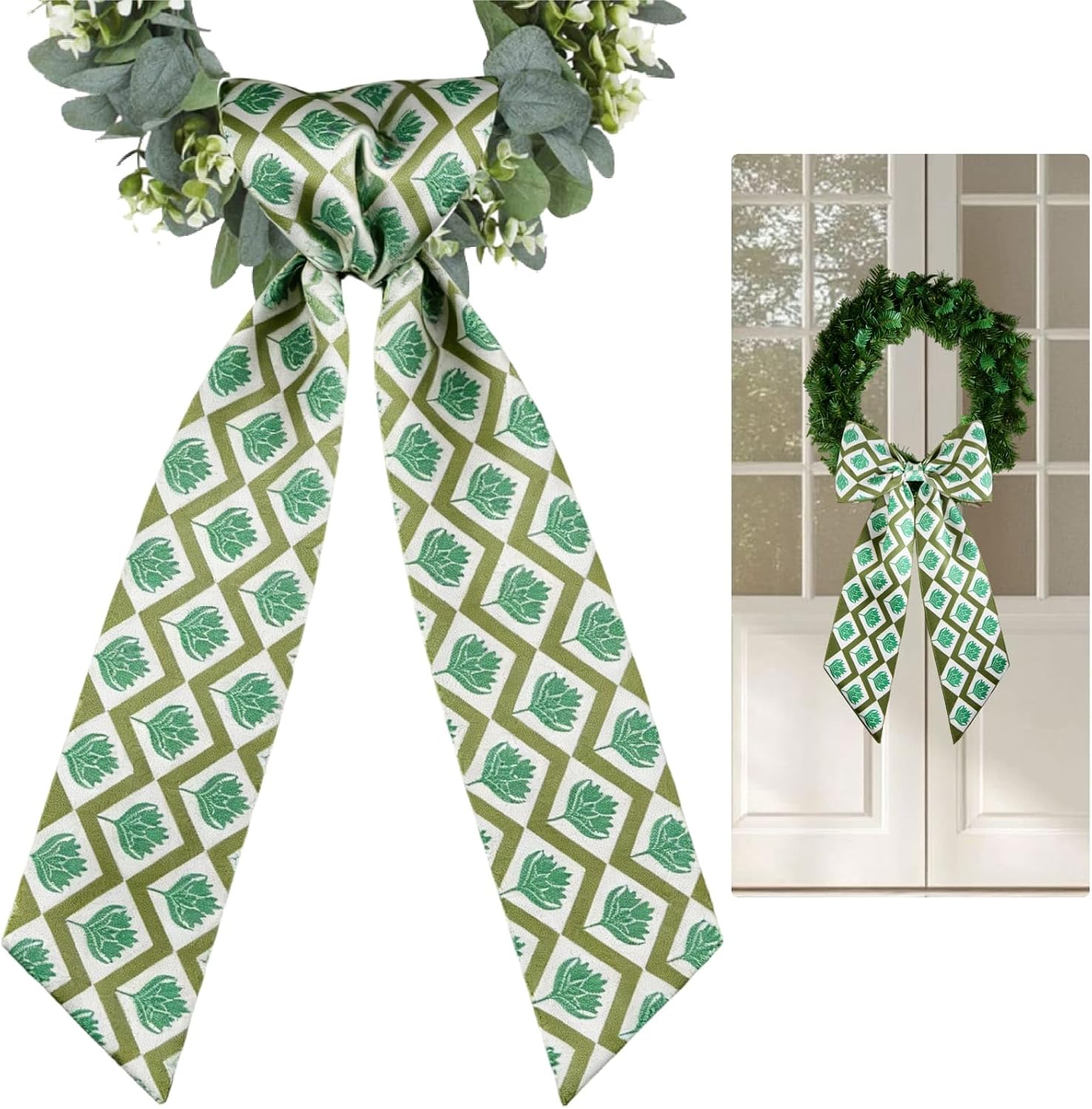 2Pcs Summer Door Wreath Sash 56 x 4.7 Inch Wreath Ribbons for Front Door Starfish Sea Animal Pattern Polyester Satin Sash Bow for Yard Doorway Indoor Outdoor Home Party Wedding Decoration