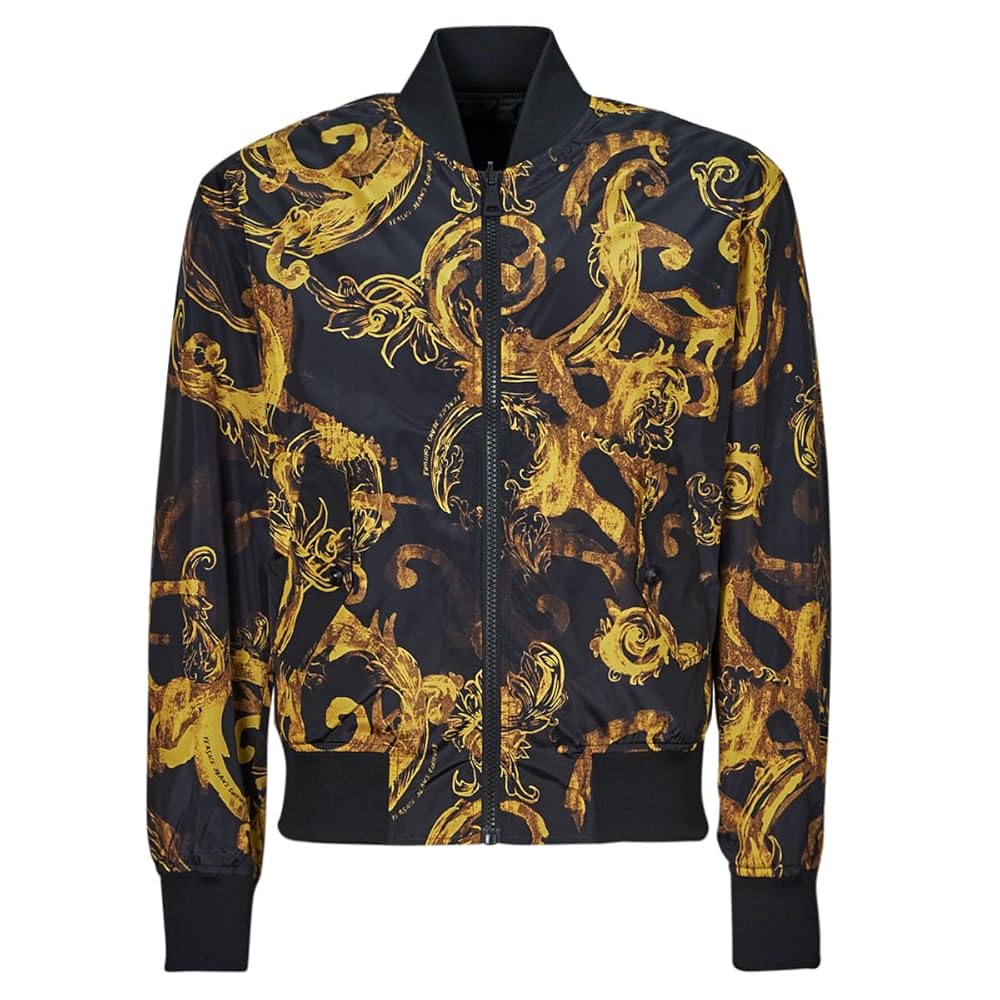 Versace Jeans Couture Baroque Print Bomber Jacket in Black
