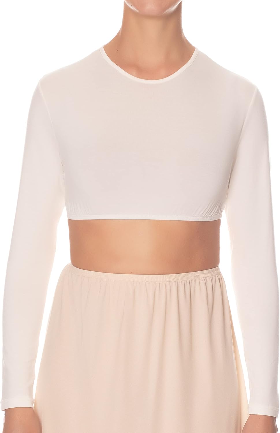 Gemsli Womens Long Sleeve Crop Shell, 3XL, Ivory