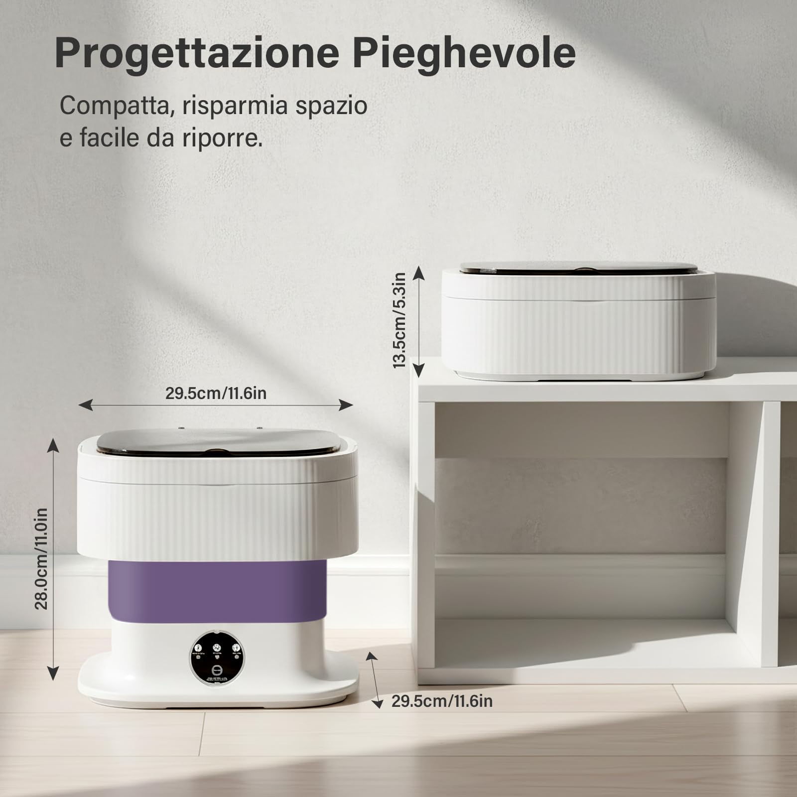 Lavatrice con Funzione Centrifuga – Lavatrice con Controllo Touchscreen, 3 Programmi di Lavaggio, Funzionamento Silenzioso, per Appartamento, Residenza Studentesca, Campeggio e Viaggio