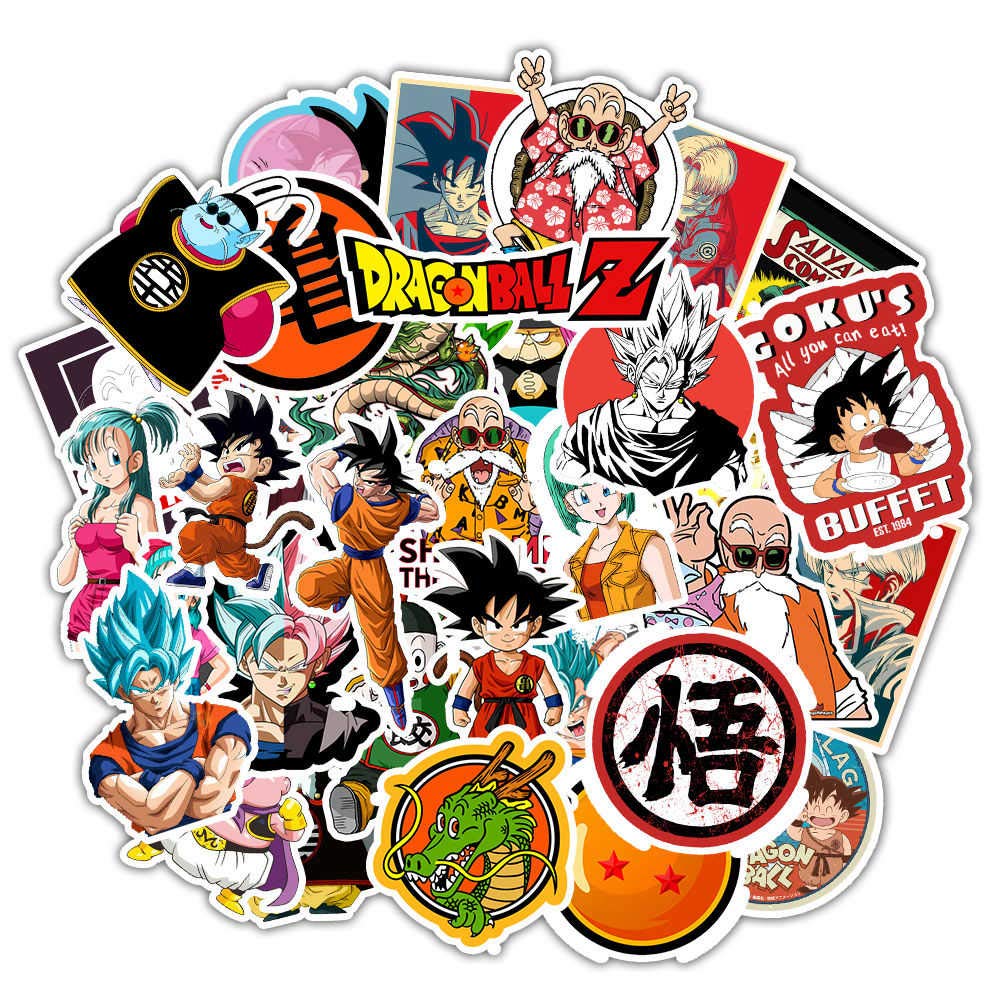 Adesivi impermeabili in vinile per laptop, bottiglie d'acqua, computer, Mac Pad, custodia per telefono, Hydro Flask, paraurti per skateboard, valigie (Dragon Ball Z)