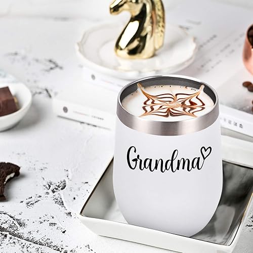 Miniatura 7 de Juego de vasos de vino para abuelos y abuelos, vaso aislado de acero inoxidable con tapa, regalos de Navidad para abuelos para abuela y abuelo de