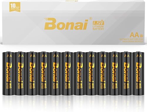 Miniatura 8 de BONAI Paquete de 12 baterías de litio AA  3500mAh 1.5V Ultra duradera, 10 años de vida útil, a prueba de fugas y rango de funcionamiento de -40 F a