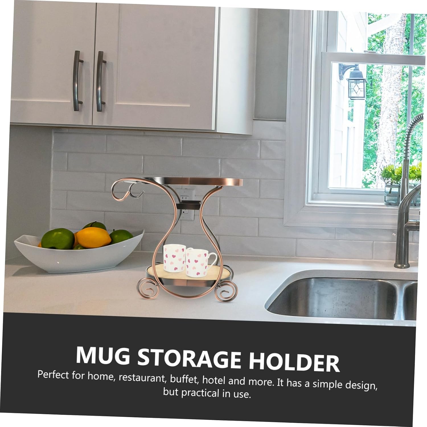 Cup Storage Rack Double Mug Display Organizer for Home Office Elegant and Design Decorative Coffee Cup Holder Unique Idea for