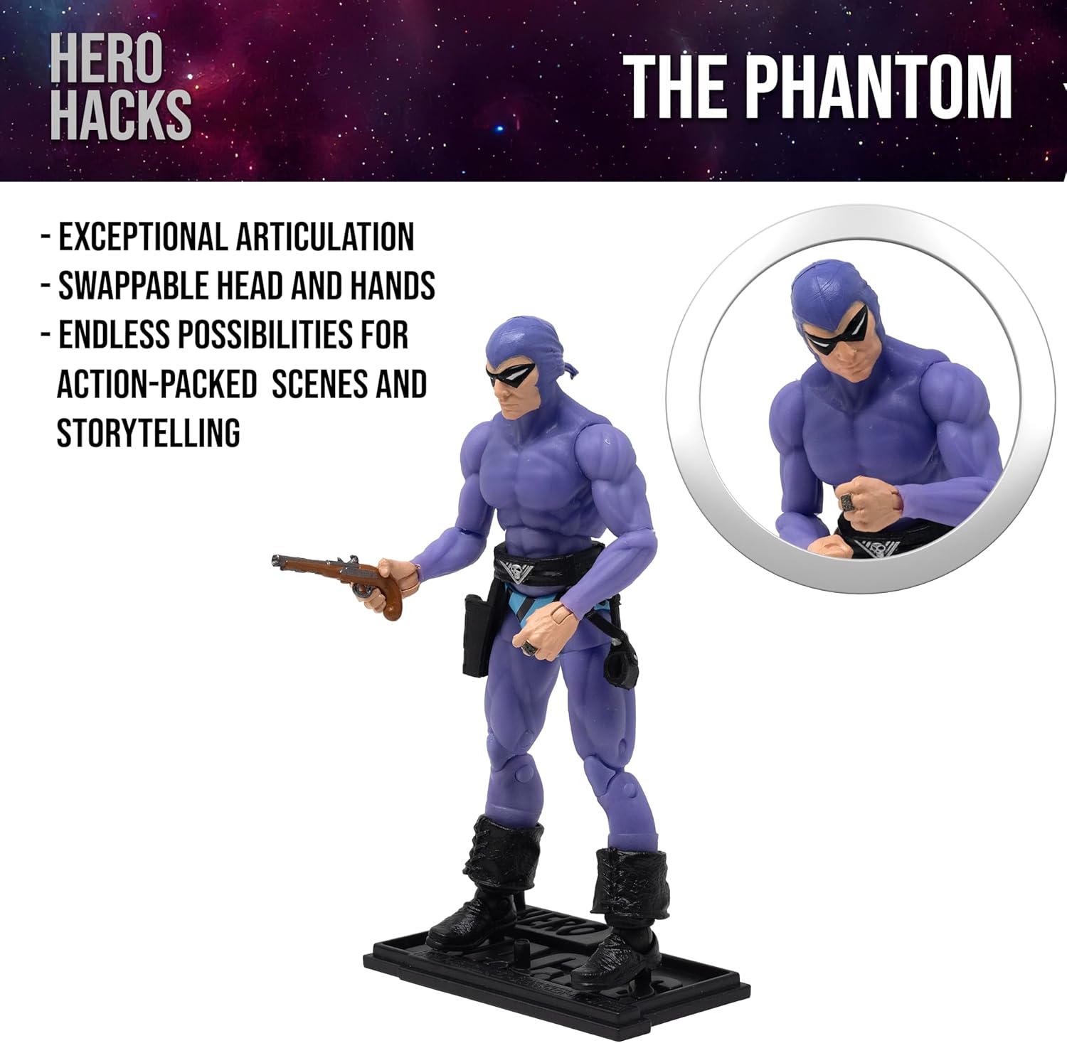 Boss Fight Studio Hero H.A.C.K.S. 11th Phantom Action Figure – Highly Articulated Collectible Figurine with Accessories Including Holstered Belt, Pistol, Saber, Alternative Hands, and Stand – 1:18