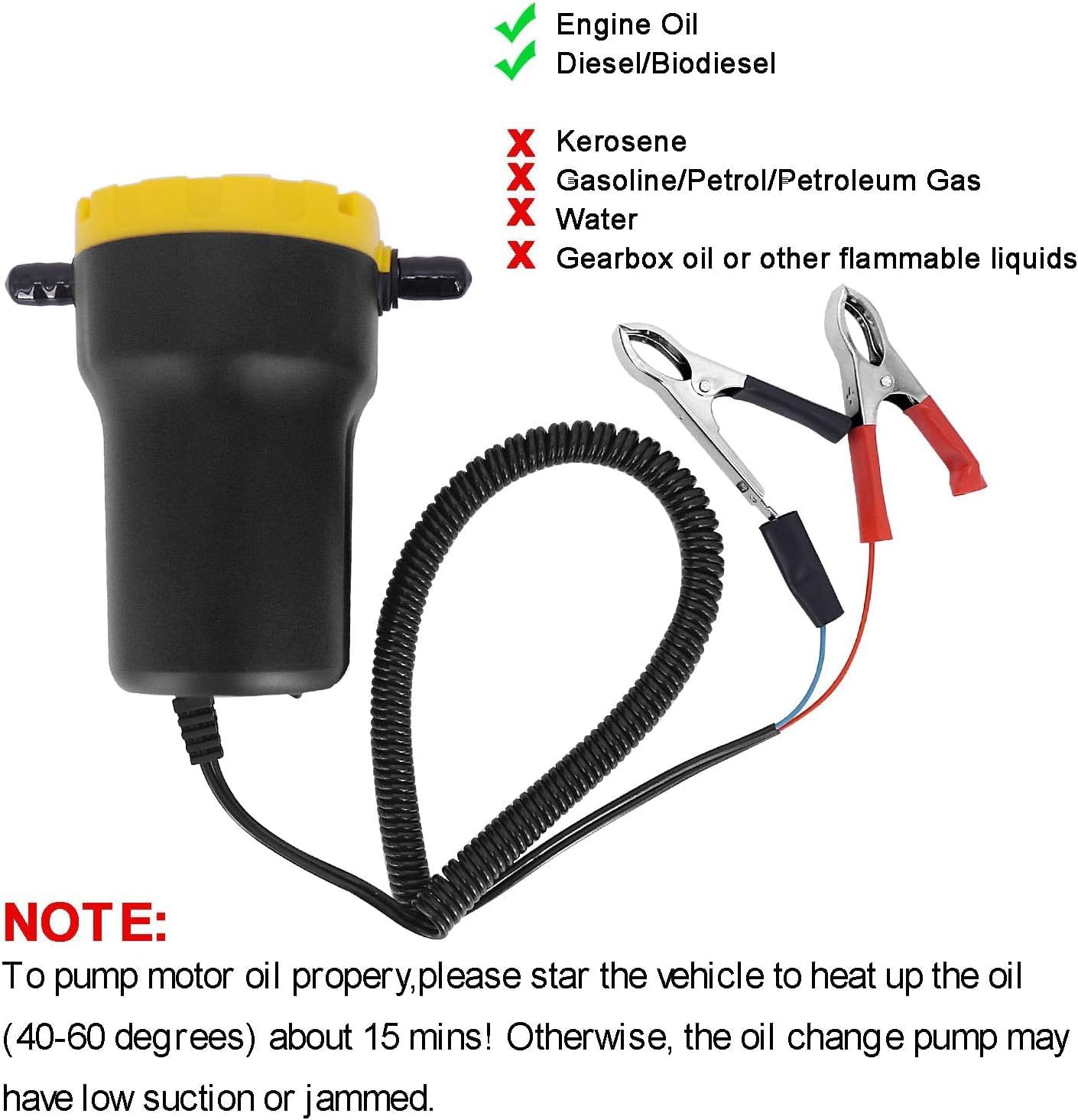 Upgrade Oil Change Pump Extractor, 12V 60W Motor Oil Diesel Fluid Transfer Pump Quick Oil Extractor Pump Scavenge Suction for Car Boat Motorbike Tractor Truck RV ATV
