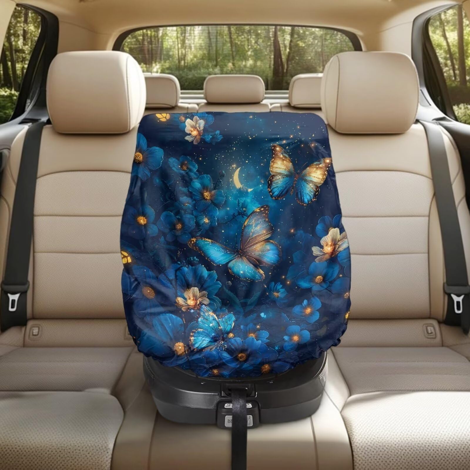 KEIAHUAN Blue Butterfly Baby Car Seat Sun Shade Cover Car Seat Cooler Car Seat Cover Infant Car Seats Heat Protector Keep Your Toddler Baby Seat at a Cool Temperature