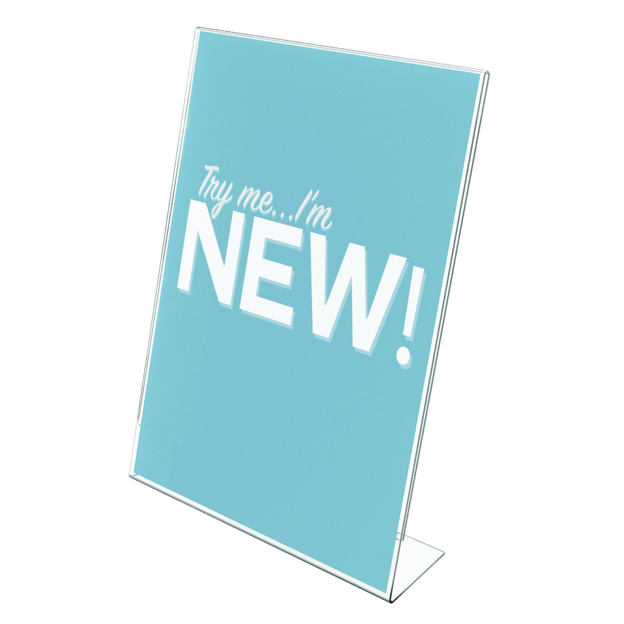 DeflectoClassic Image Slanted Sign Holder, Tabletop and Desk, Single-Sided, Vertical, 8.5" x 11", Clear (69701)