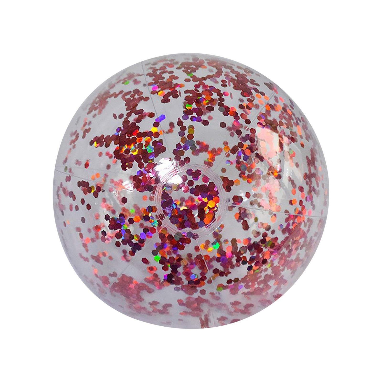 24 Inch Glitter Beach Balls, Clear Inflatable Confetti Sequin Pool Balls, Giant Disco Beach Toys for Summer Swimming, Pool Party & Birthday Celebrations (H)