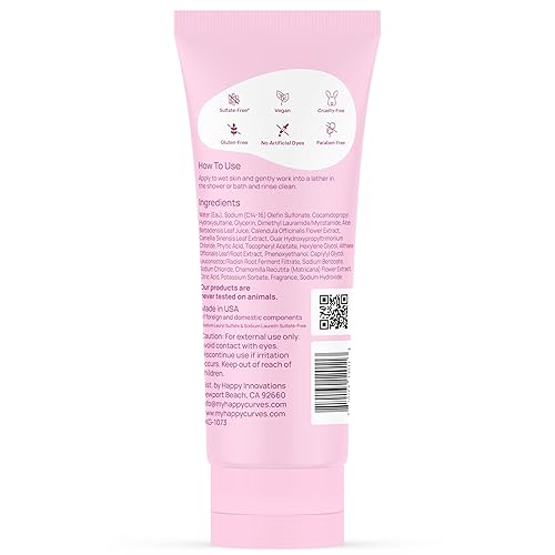 Miniatura 7 de HAPPY CURVES Feminine Wash - Limpiador equilibrado de pH con aloe y vitamina E - Cuidado íntimo sin sulfato y sin parabenos para mujeres - Control