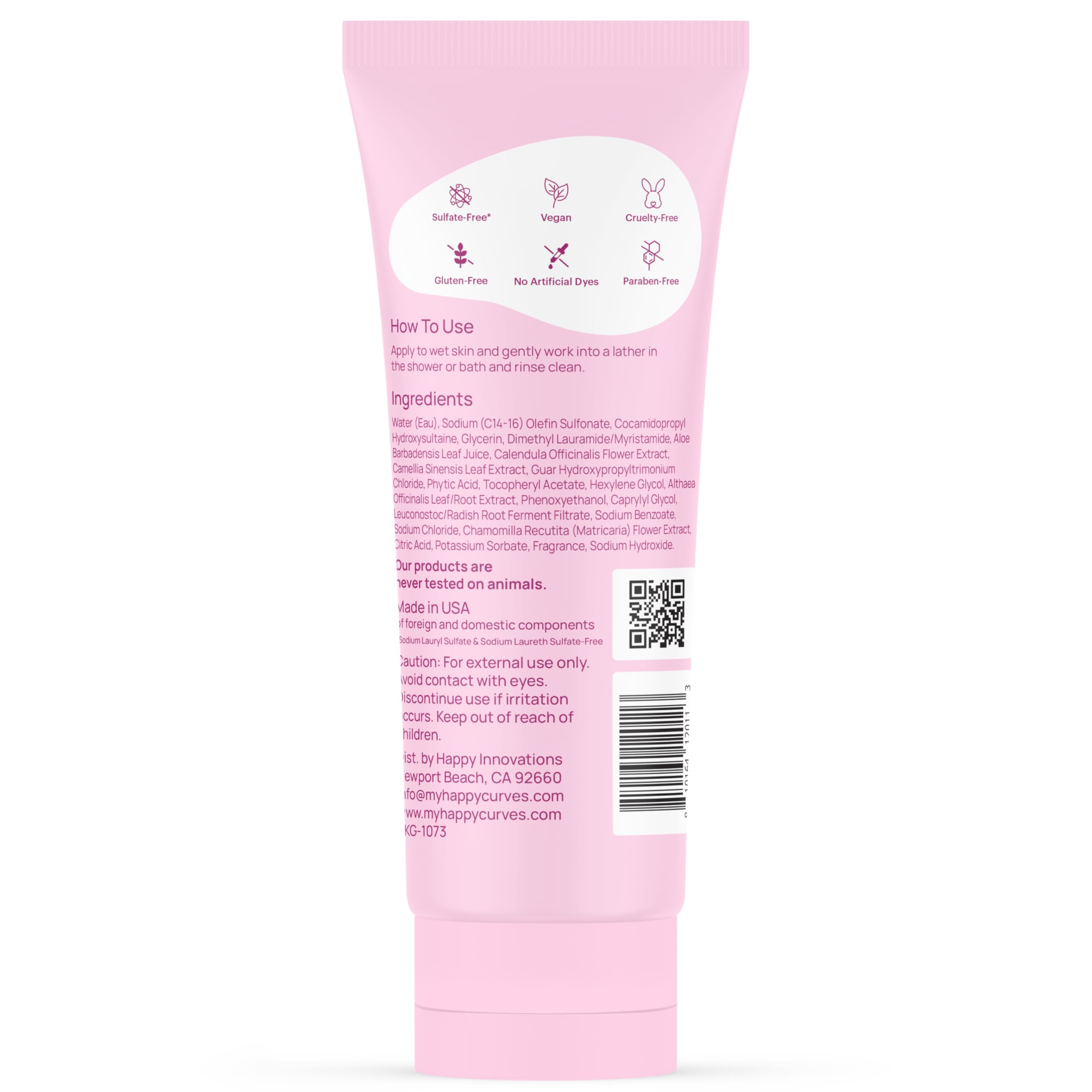HAPPY CURVES Feminine Wash - pH Balanced Cleanser with Aloe & Vitamin E - Sulfate-Free, Paraben-Free Intimate Care for Women - Odor Control, Gentle Daily Vaginal & Sensitive Skin (Tahitian Vanilla)