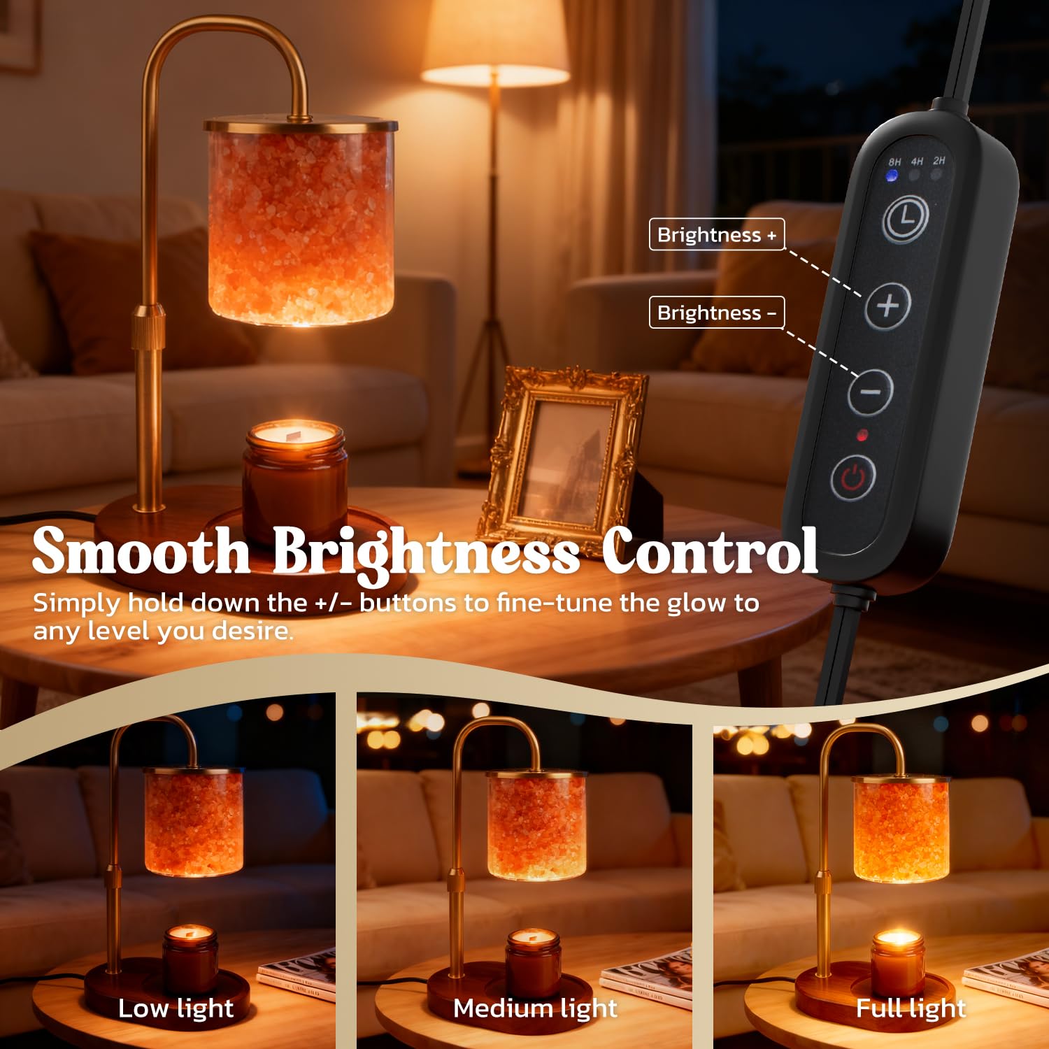 SALUBRITO Podgrzewacz do świec Lampa, Candle Warmer Lamp z timerem i ściemniaczem, 2 w 1 Podgrzewacz do świec Lampa solna z Himalajów do świec zapachowych w szkle, Boże Narodzenie, dekoracja domu