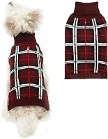Vista 21 de PUPTECK - Suéteres para perros grandes, medianos y pequeños - Estilo clásico a cuadros de otoño, abrigo de invierno para cachorros, ropa cálida