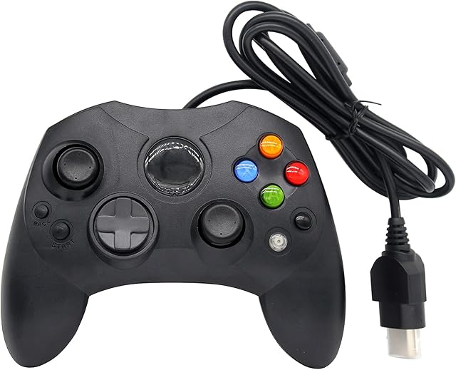 OSTENT Wired Controller Gamepad Joystick S Type 2 A Compatible for Microsoft Old Generation Xbox Console Video Games Color Black