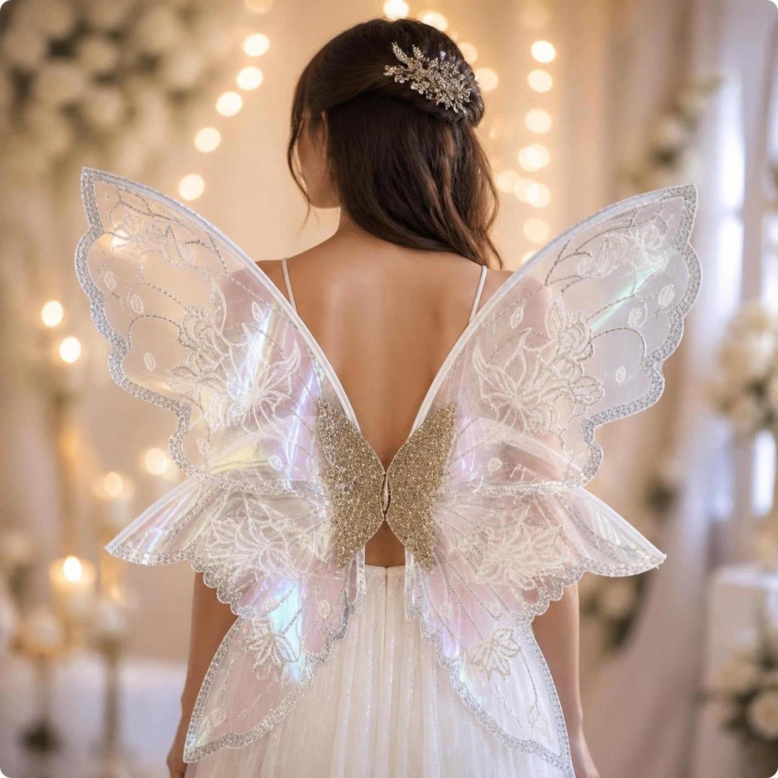 harayaa Plumas Princesa Policromático | Llamativo, plumas Hada con tul, Translúcido, Niñas, Negro